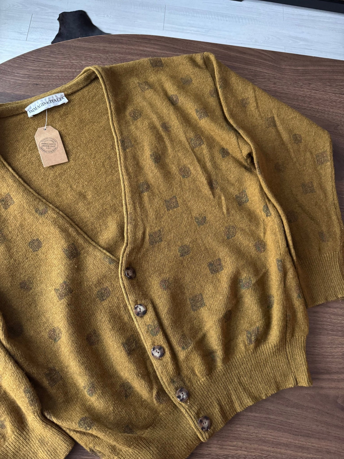 Cardigan Lână de Miel Muștar Vintage Bărbați | M - anbracaminte