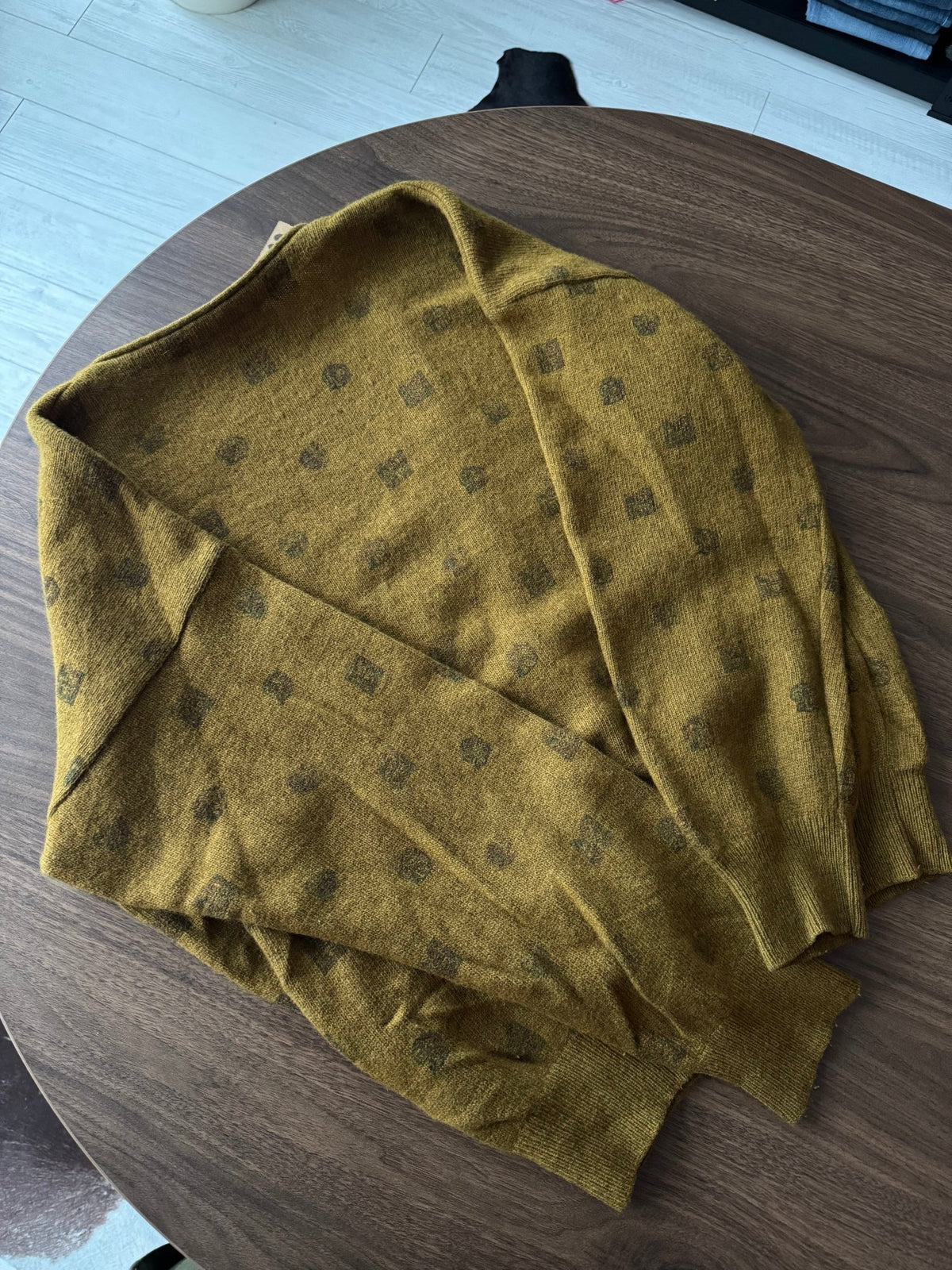 Cardigan Lână de Miel Muștar Vintage Bărbați | M - anbracaminte