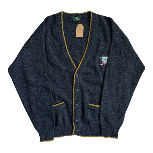 Cardigan Lână Gri Vintage Bărbați | Broderie pe Piept | M - anbracaminte