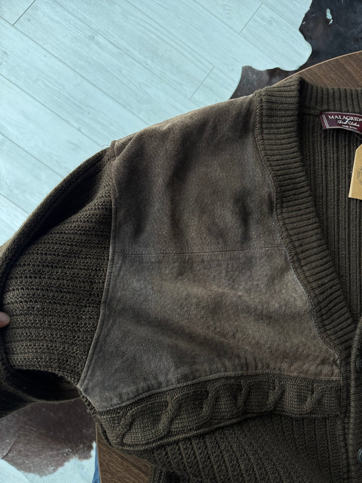 Cardigan Lână Maro Vintage Bărbați | Made in Italy | L (4) - anbracaminte