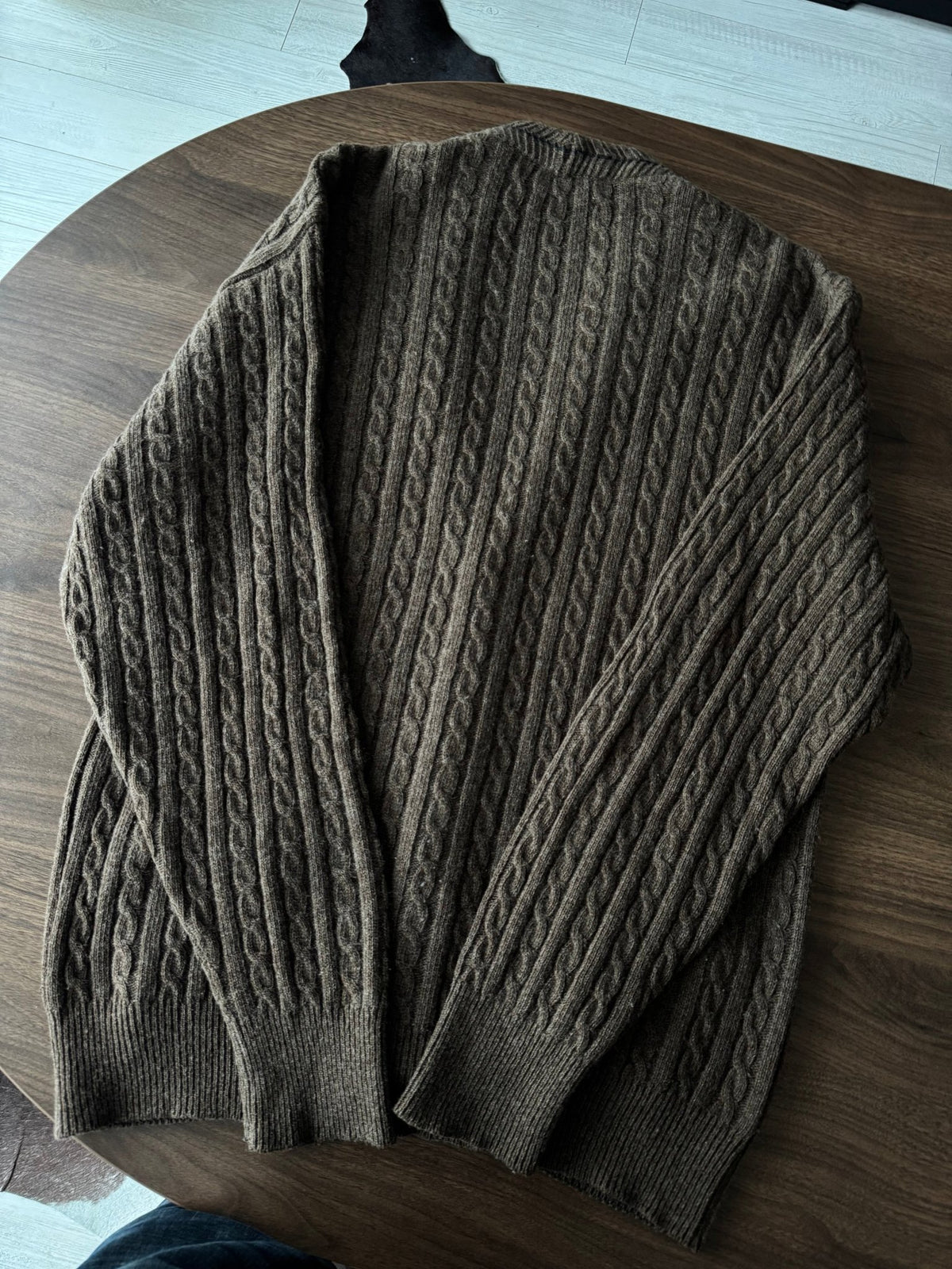 Cardigan Lână Maro Vintage Bărbați | Torsade | XL (5) - anbracaminte