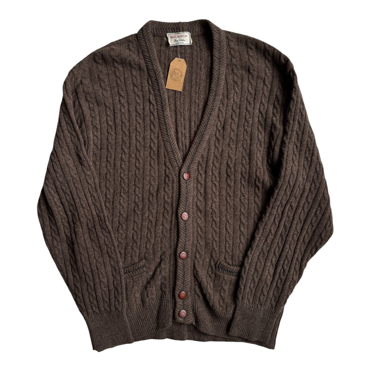 Cardigan Lână Maro Vintage Bărbați | Torsade | XL (5) - anbracaminte