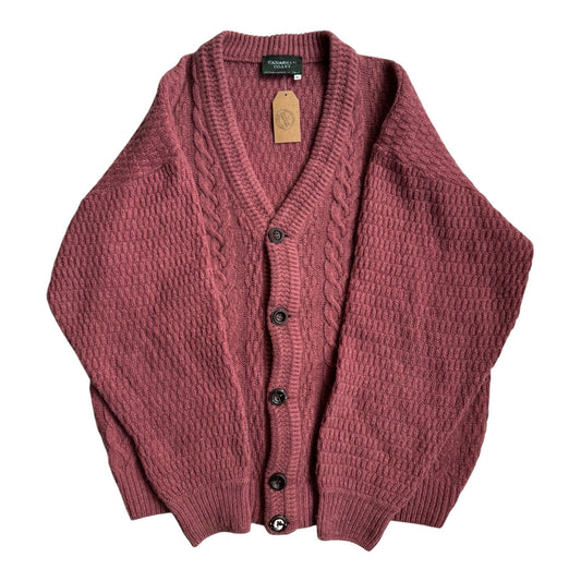 Cardigan Lână şi Mohair Roz Prăfuit Vintage Bărbați | Cable Knit | L - anbracaminte