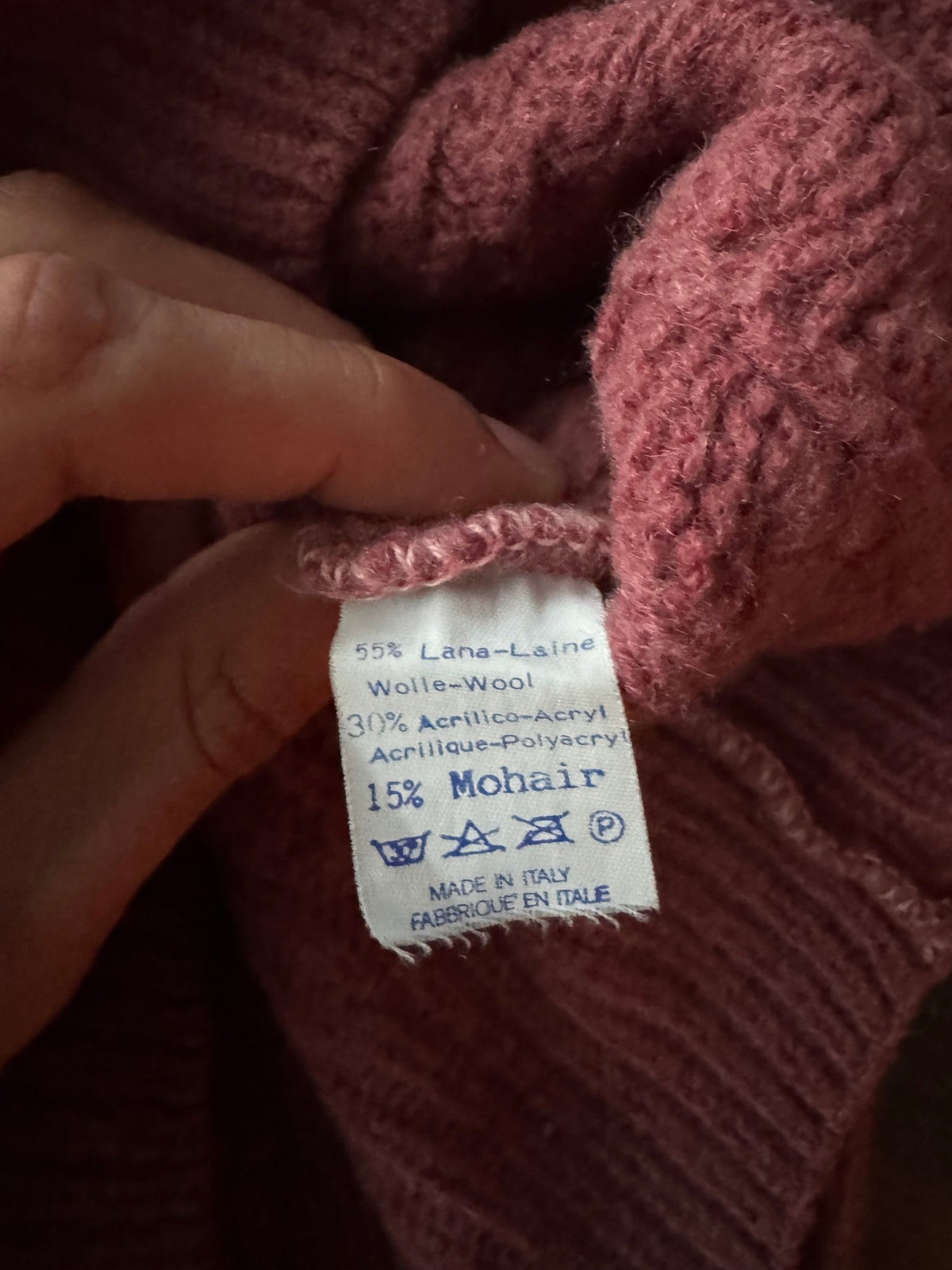 Cardigan Lână şi Mohair Roz Prăfuit Vintage Bărbați | Cable Knit | L - anbracaminte