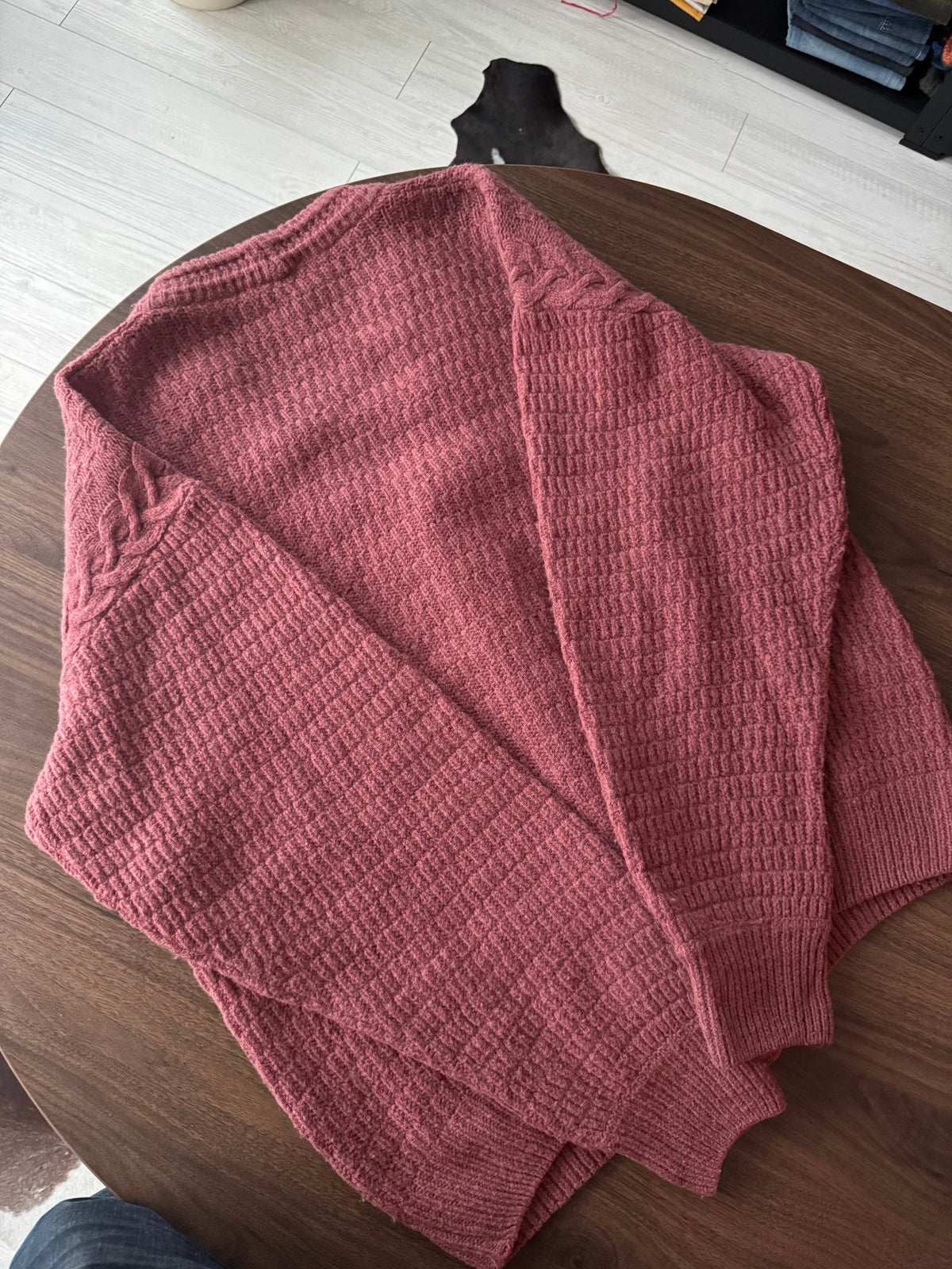 Cardigan Lână şi Mohair Roz Prăfuit Vintage Bărbați | Cable Knit | L - anbracaminte