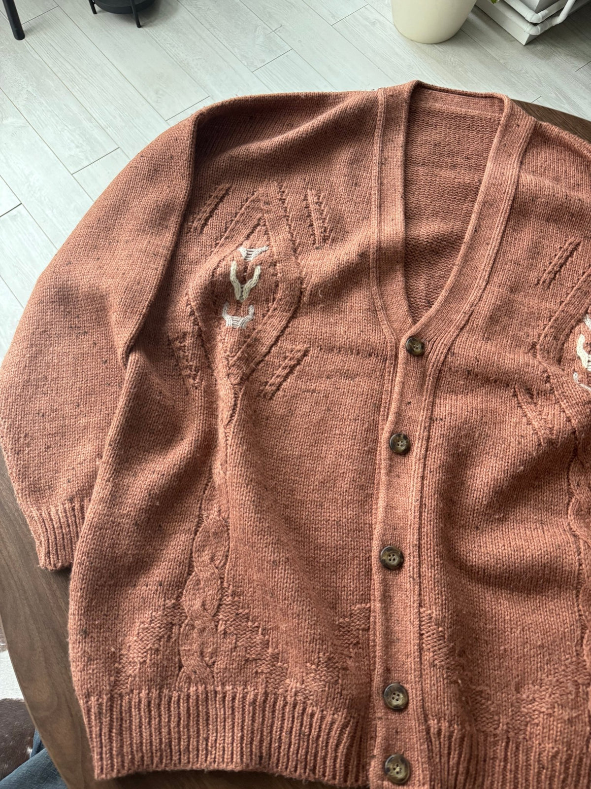 Cardigan Lână Somon Vintage Bărbați | Cable Knit | XL - anbracaminte
