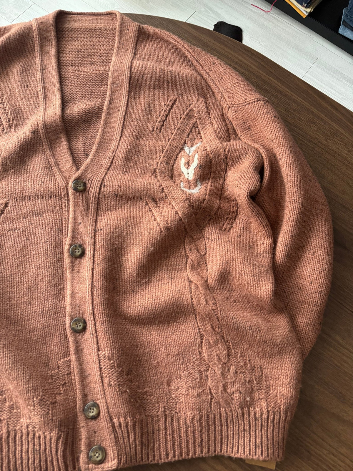 Cardigan Lână Somon Vintage Bărbați | Cable Knit | XL - anbracaminte