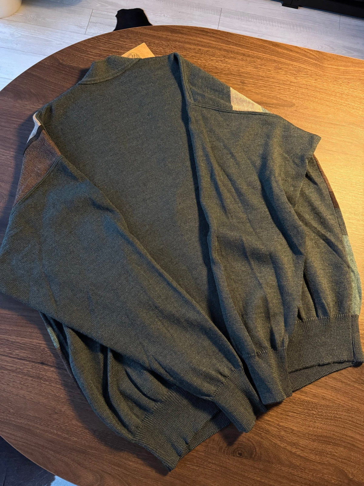 Cardigan Lână Verde Vintage Bărbați | Geometric | L - anbracaminte