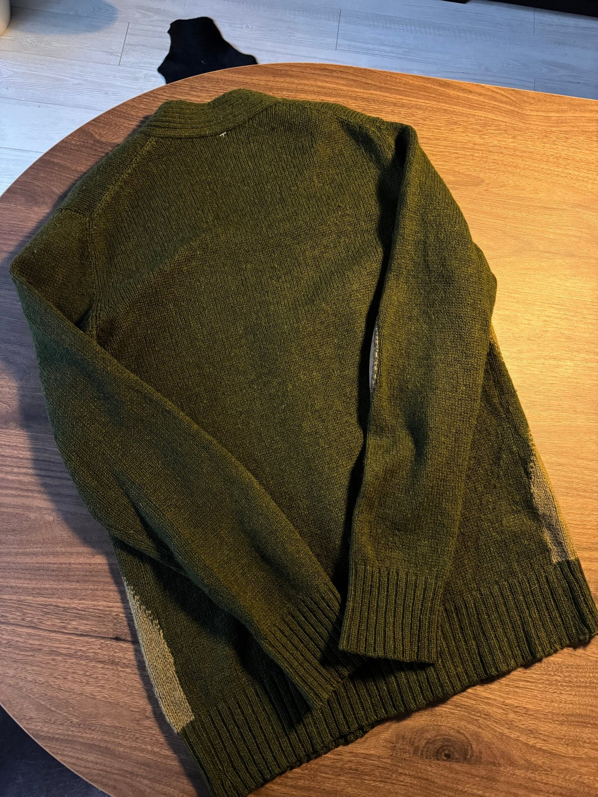 Cardigan Lână Verde Vintage Bărbați | Geometric | L - anbracaminte