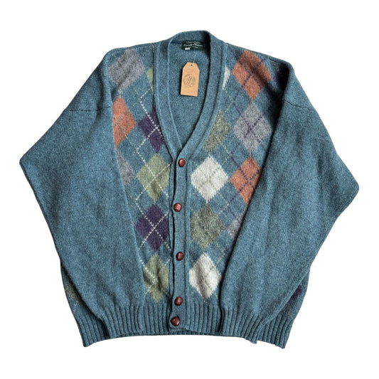 Cardigan Lână Vintage Bărbați | Argyle | Made in Italy | L - anbracaminte