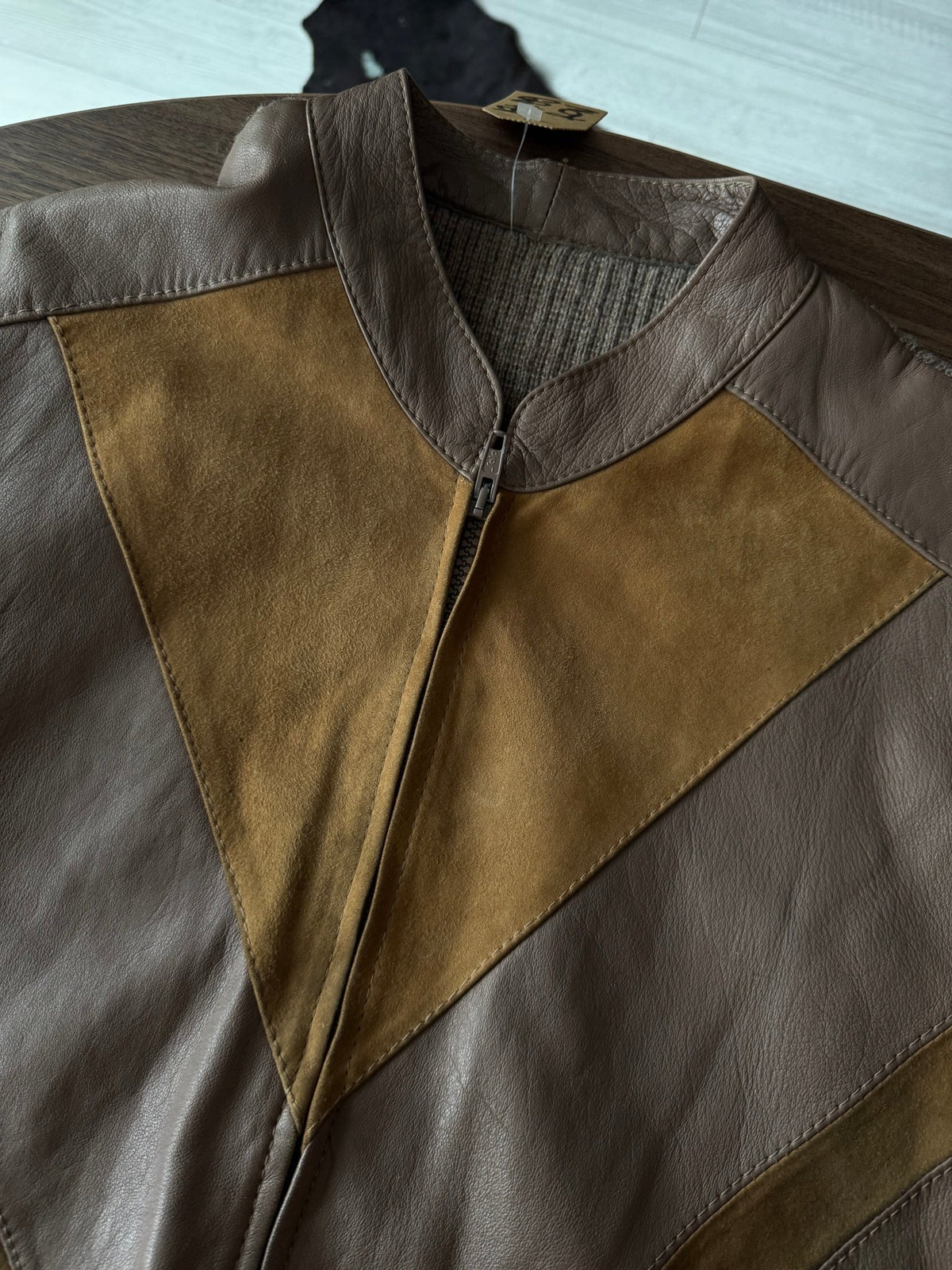 Cardigan Lână Vintage Bărbați | Panels din Piele si Suede | L - anbracaminte