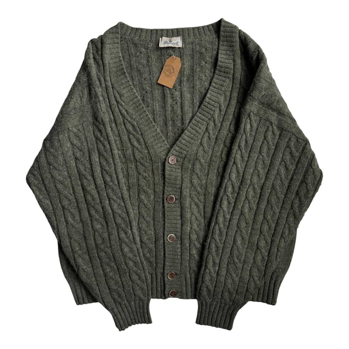 Cardigan Verde Vintage Bărbați | Cable Knit | XL (5) - anbracaminte