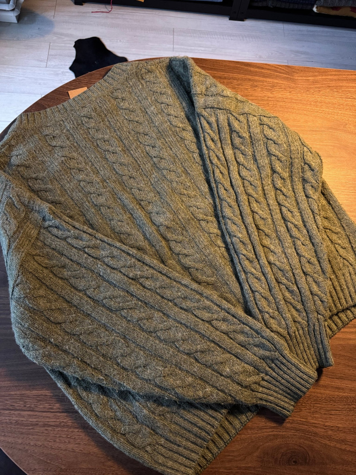 Cardigan Verde Vintage Bărbați | Cable Knit | XL (5) - anbracaminte