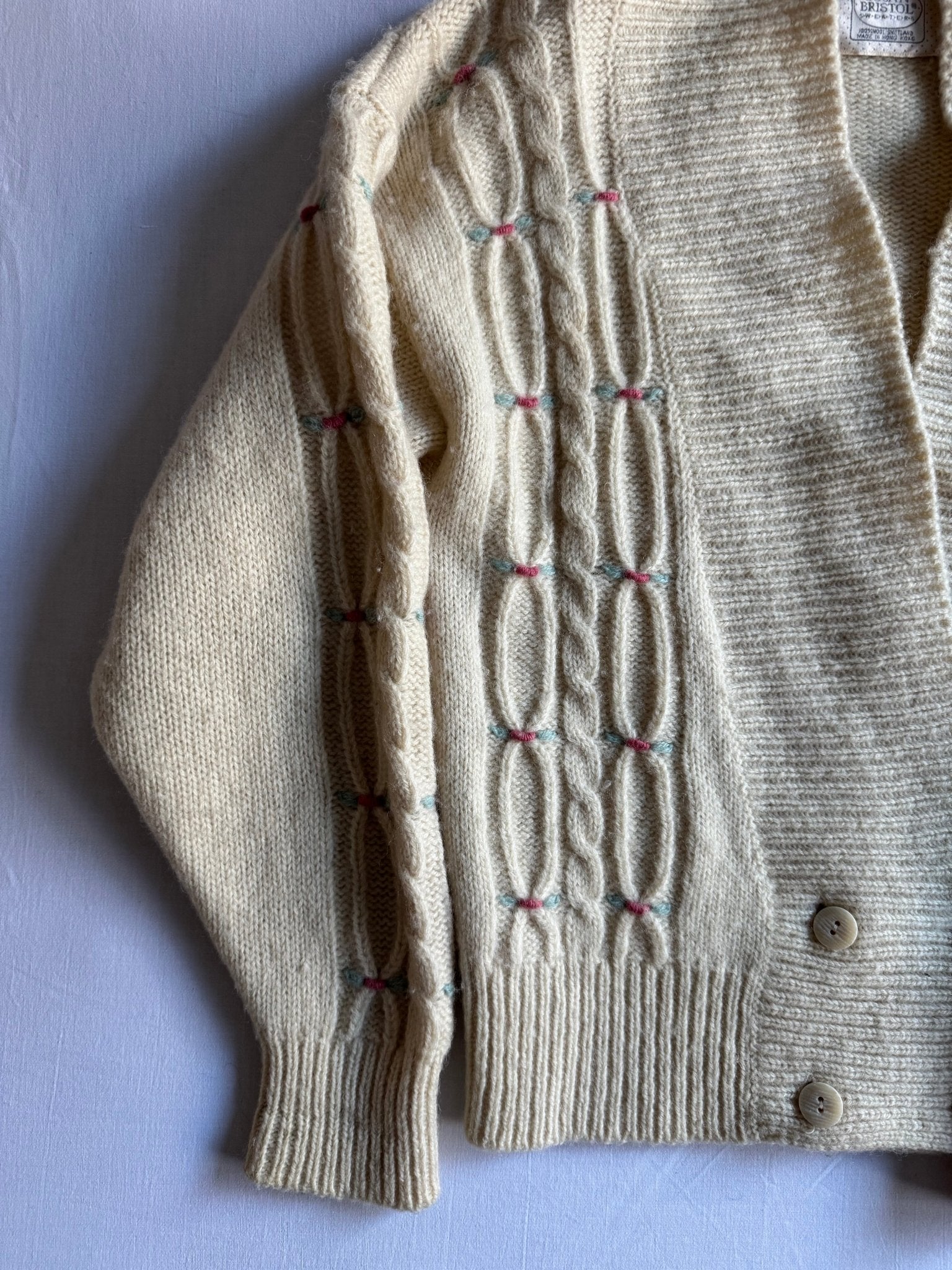 🧶 Cardigan Vintage Alb Natur / 80’s (Mărime M) - anbracaminte