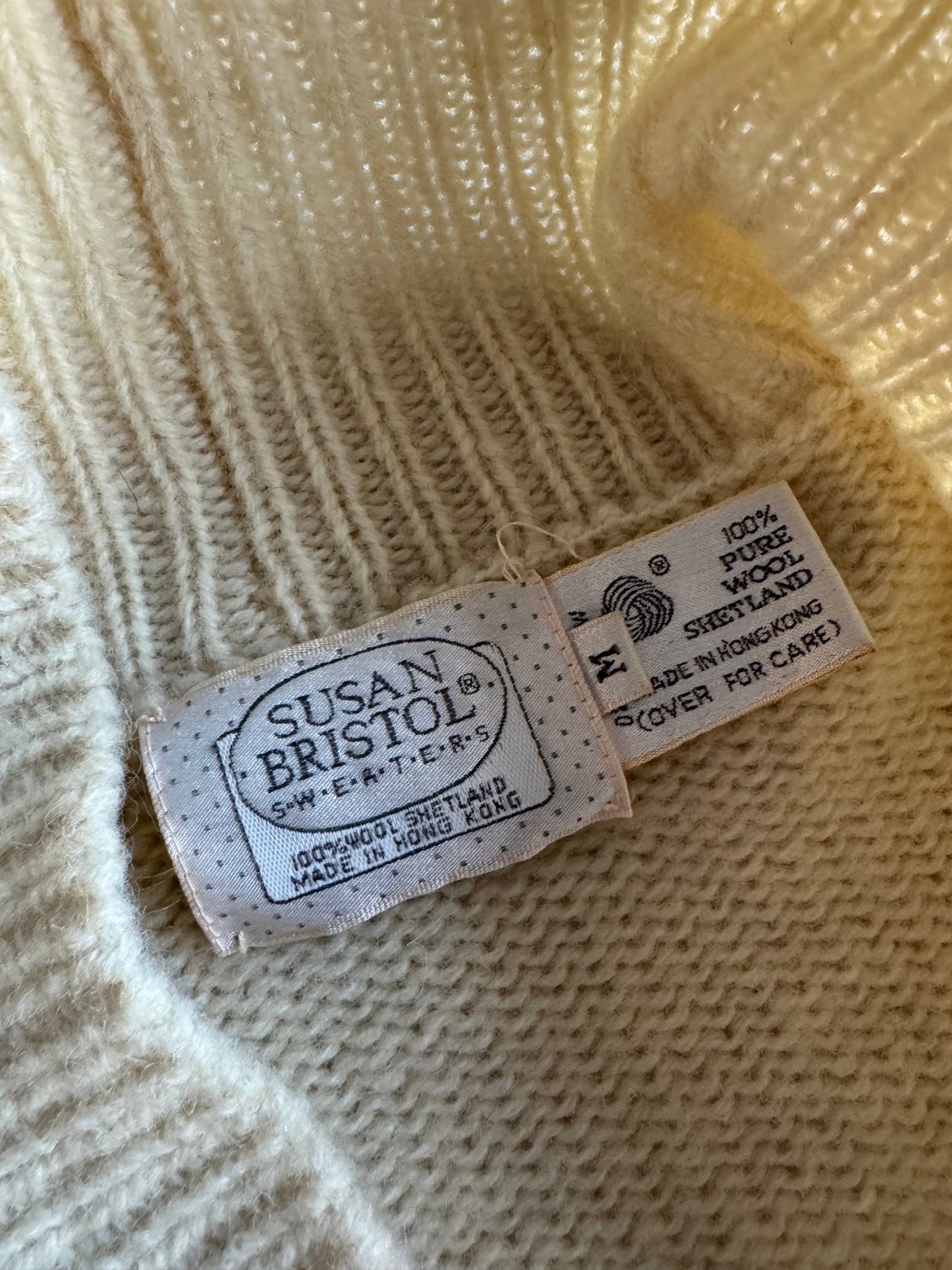 🧶 Cardigan Vintage Alb Natur / 80’s (Mărime M) - anbracaminte