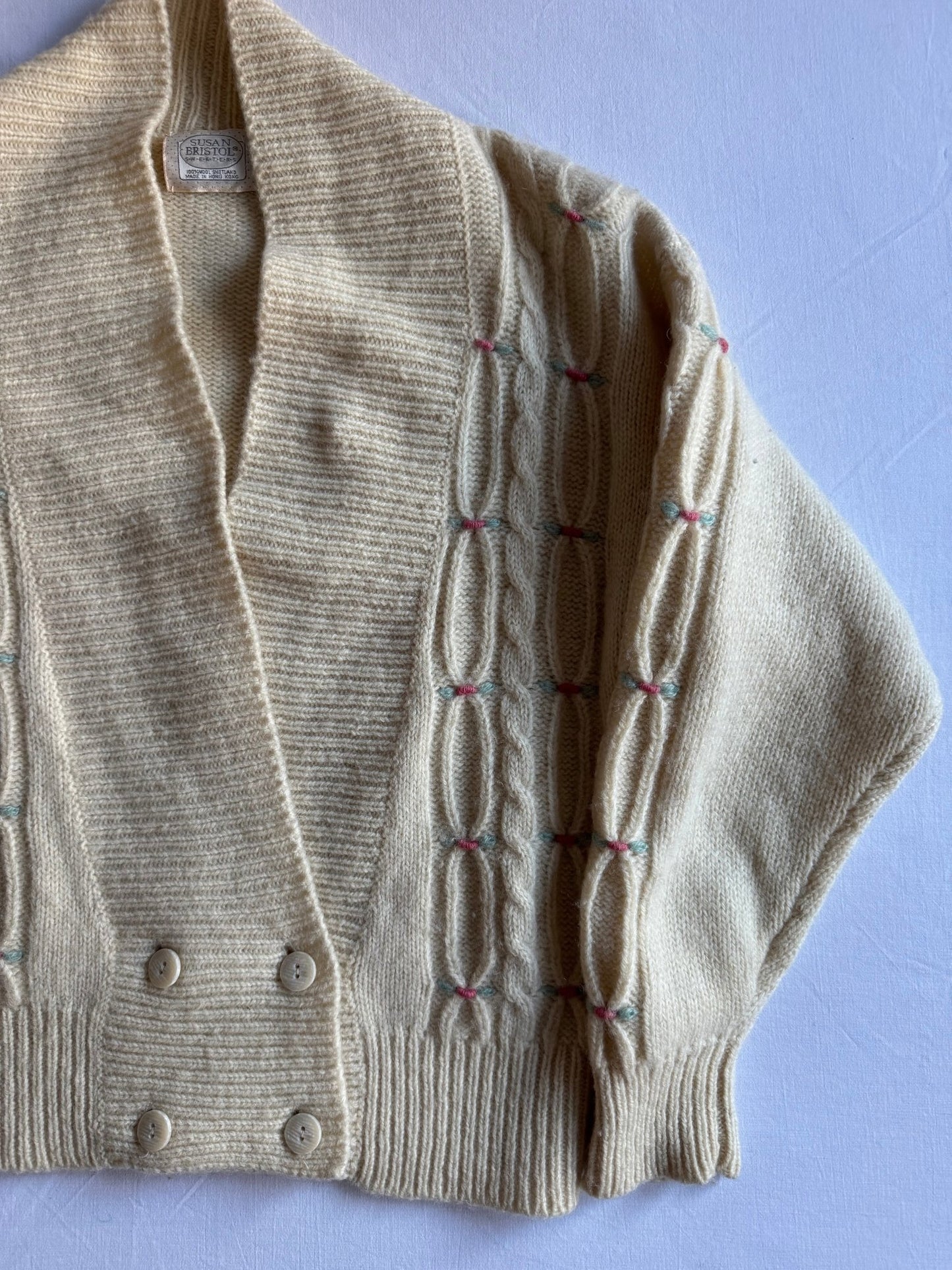 🧶 Cardigan Vintage Alb Natur / 80’s (Mărime M) - anbracaminte