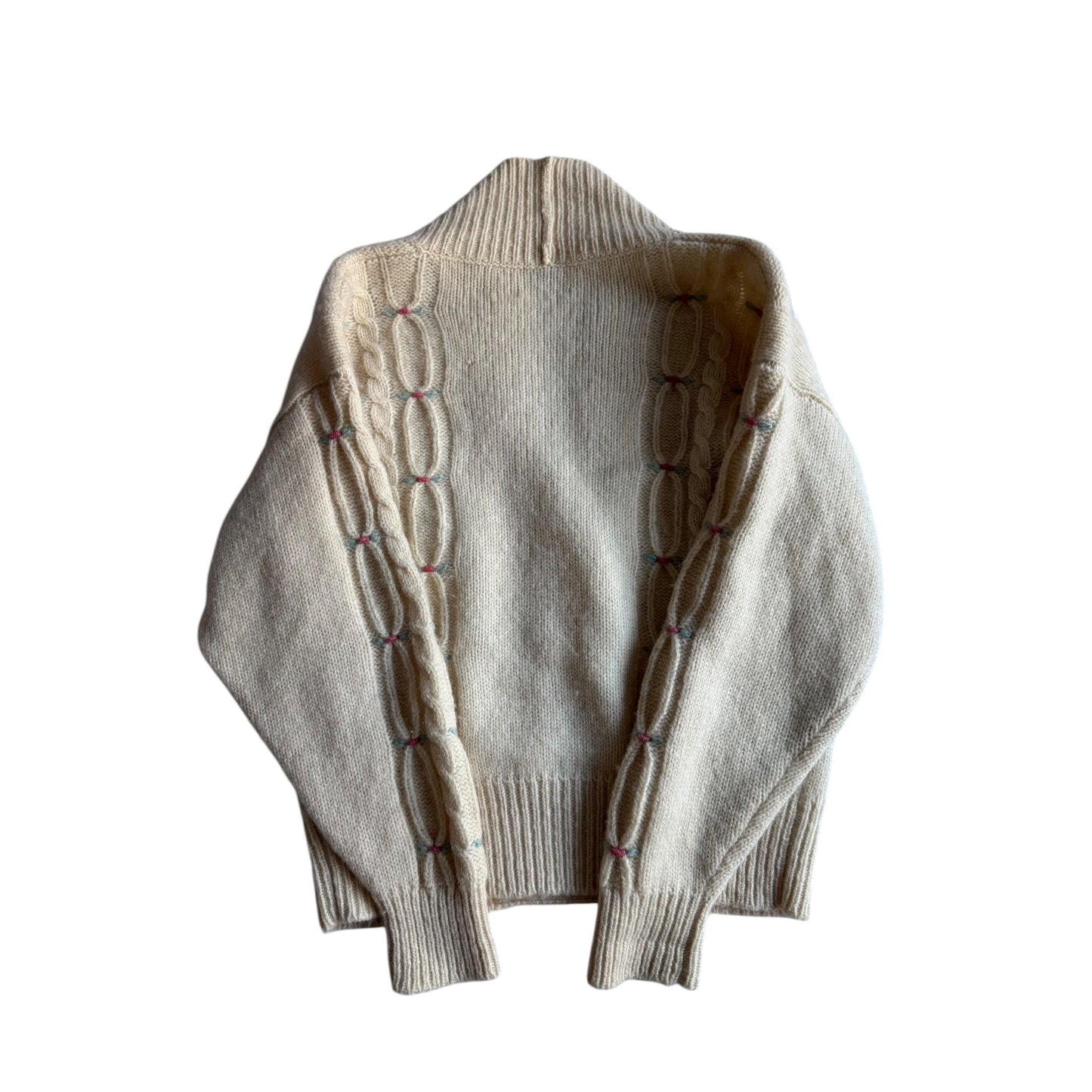 🧶 Cardigan Vintage Alb Natur / 80’s (Mărime M) - anbracaminte