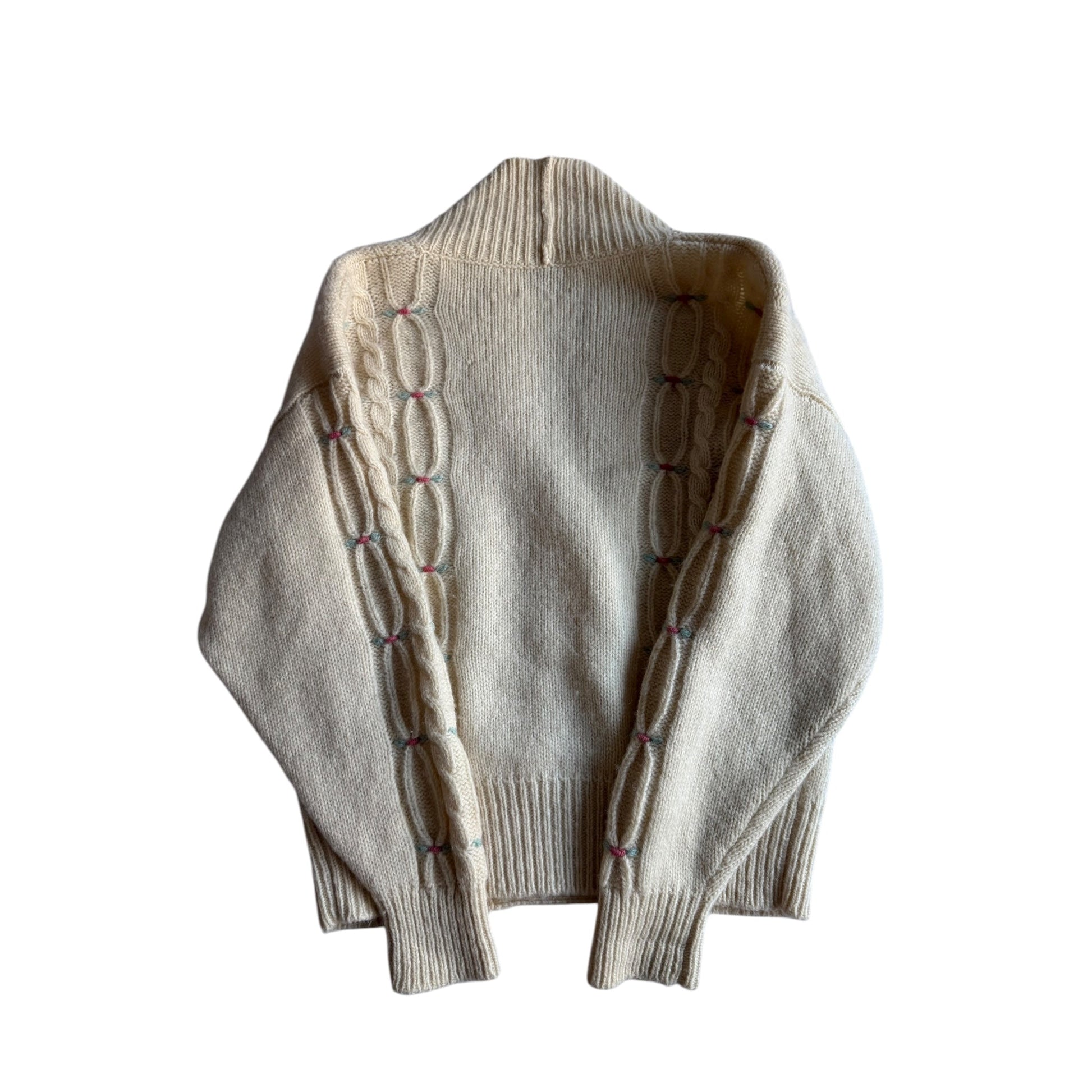 🧶 Cardigan Vintage Alb Natur / 80’s (Mărime M) - anbracaminte