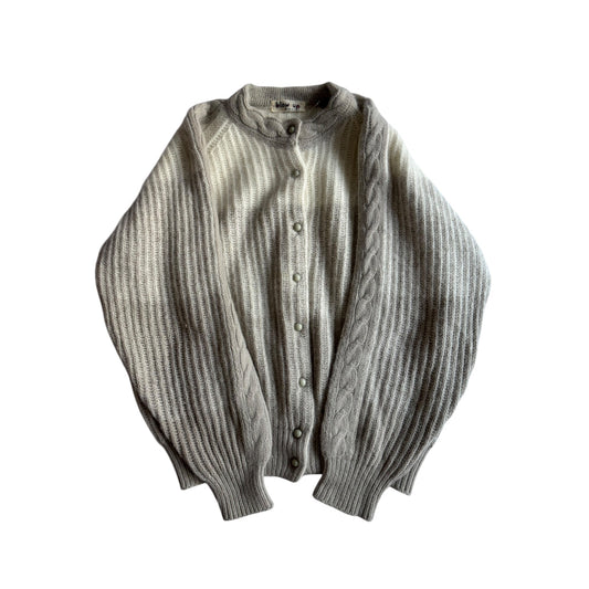 🧶 Cardigan Vintage Alb - Oatmeal Brown Degradé / IT 40 (S Femei) - anbracaminte