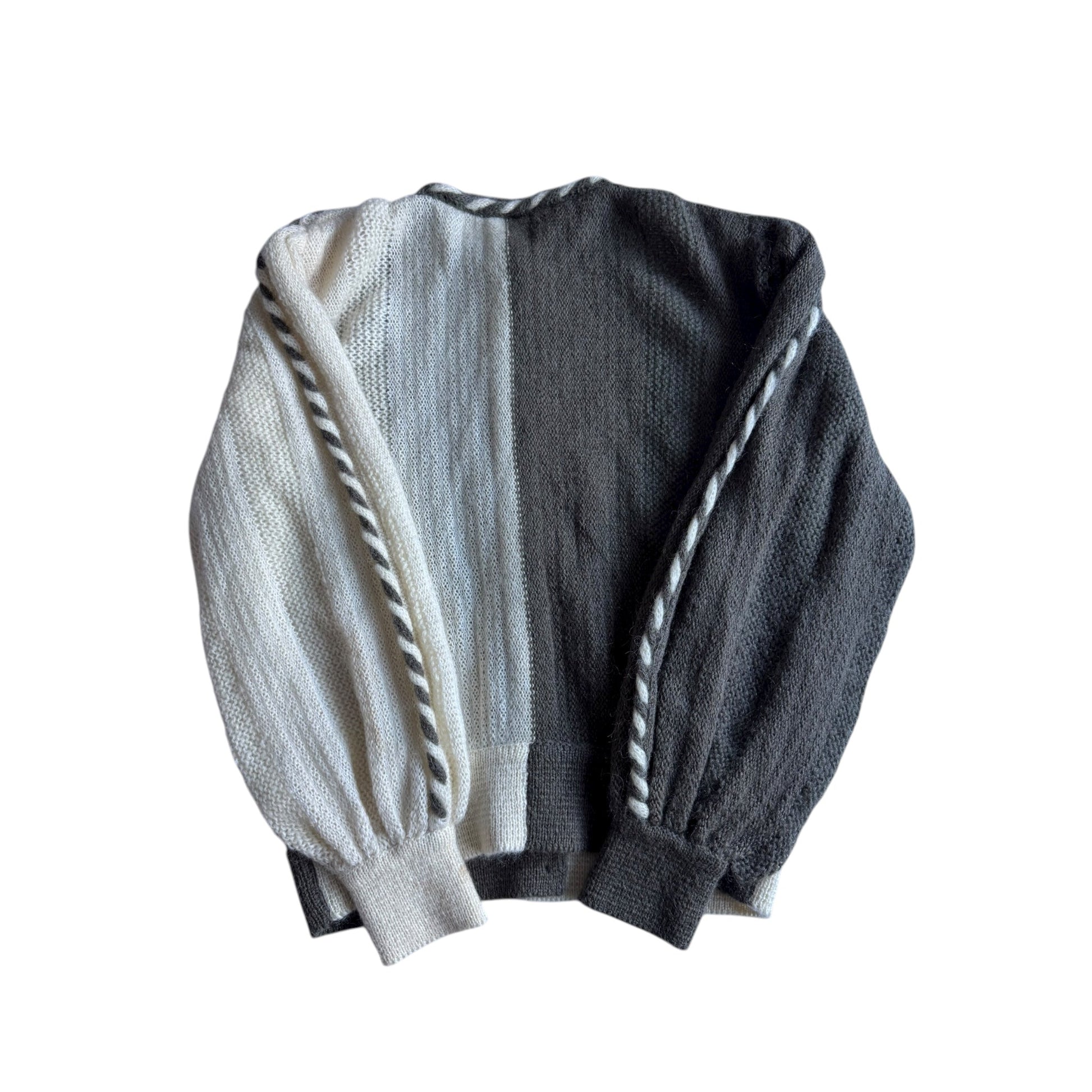 🐐 Cardigan Vintage Alb & Verde Militar / Contrast Mohair Blend (Mărime IT 42 - M Femei) - anbracaminte