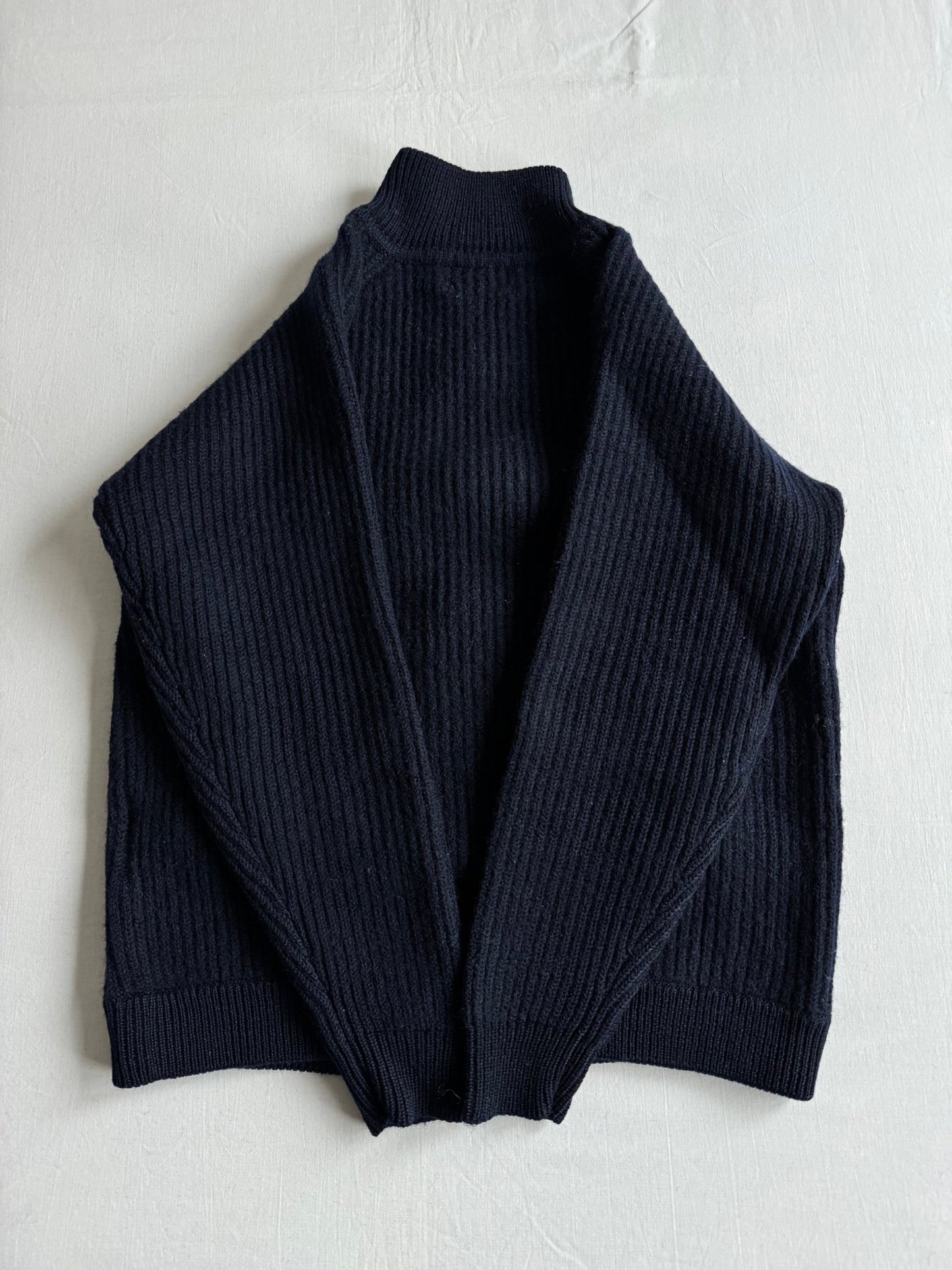 ⚓️ Cardigan Vintage Bărbați Bleumarin cu Fermoar din Lână Virgină – S - anbracaminte