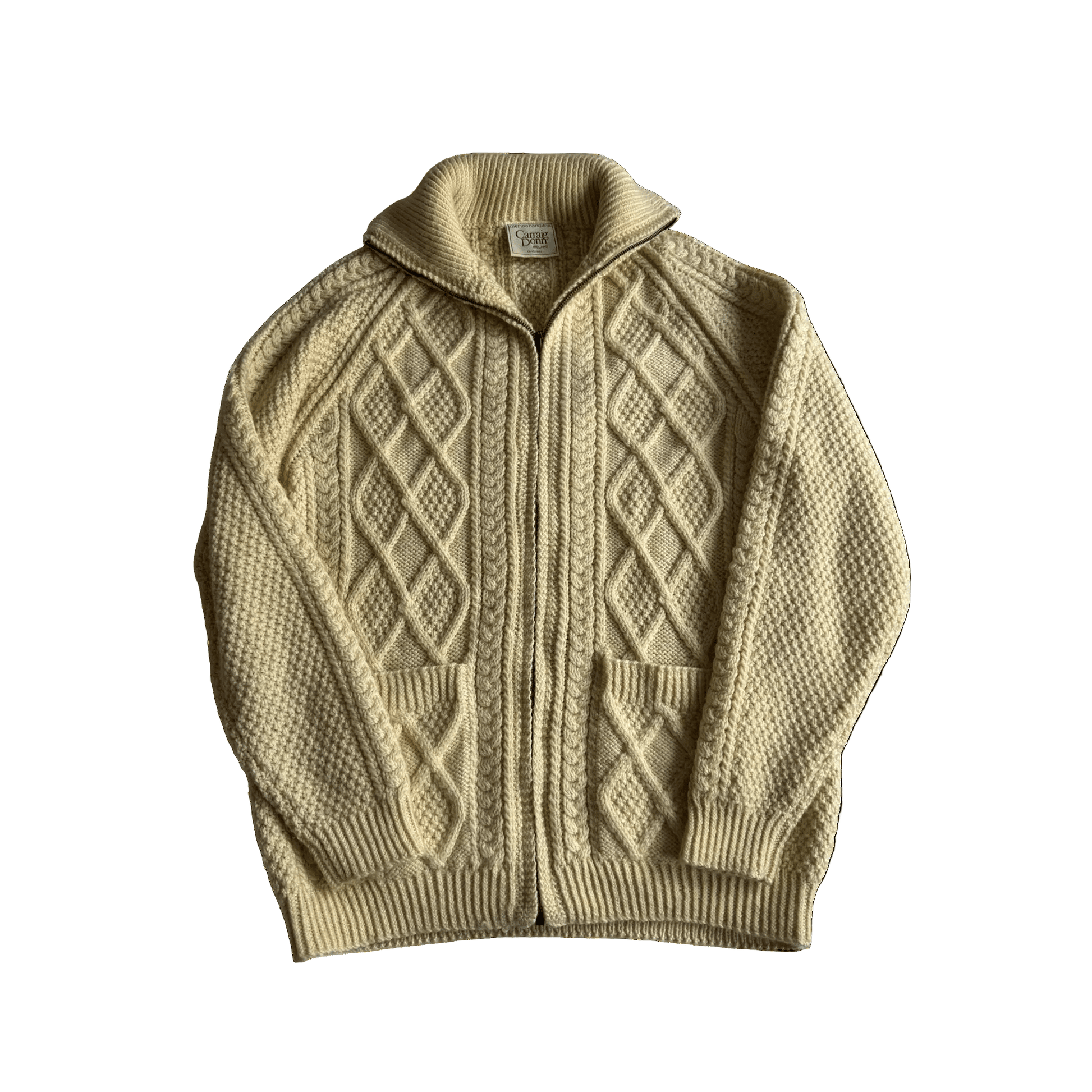 🧶 Cardigan Vintage Bărbați Caraig Donn Cable Knit din Lână Merino – M - anbracaminte