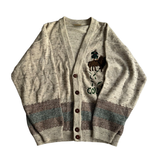 🐴 Cardigan Vintage Bărbați cu Broderie Horse Rider din Lână, Alpaca și Acril – 50 (L) - anbracaminte