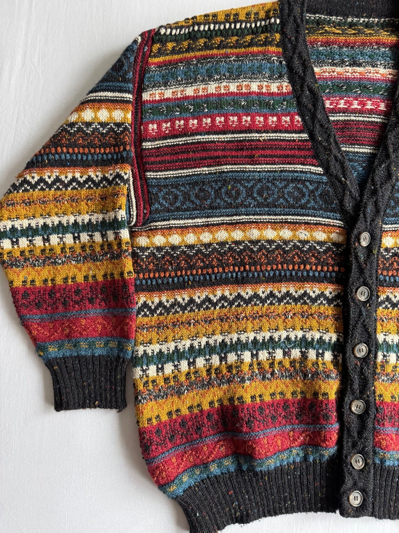 🧶 Cardigan Vintage Bărbați cu Model Etnic din Lână – L (50) - anbracaminte