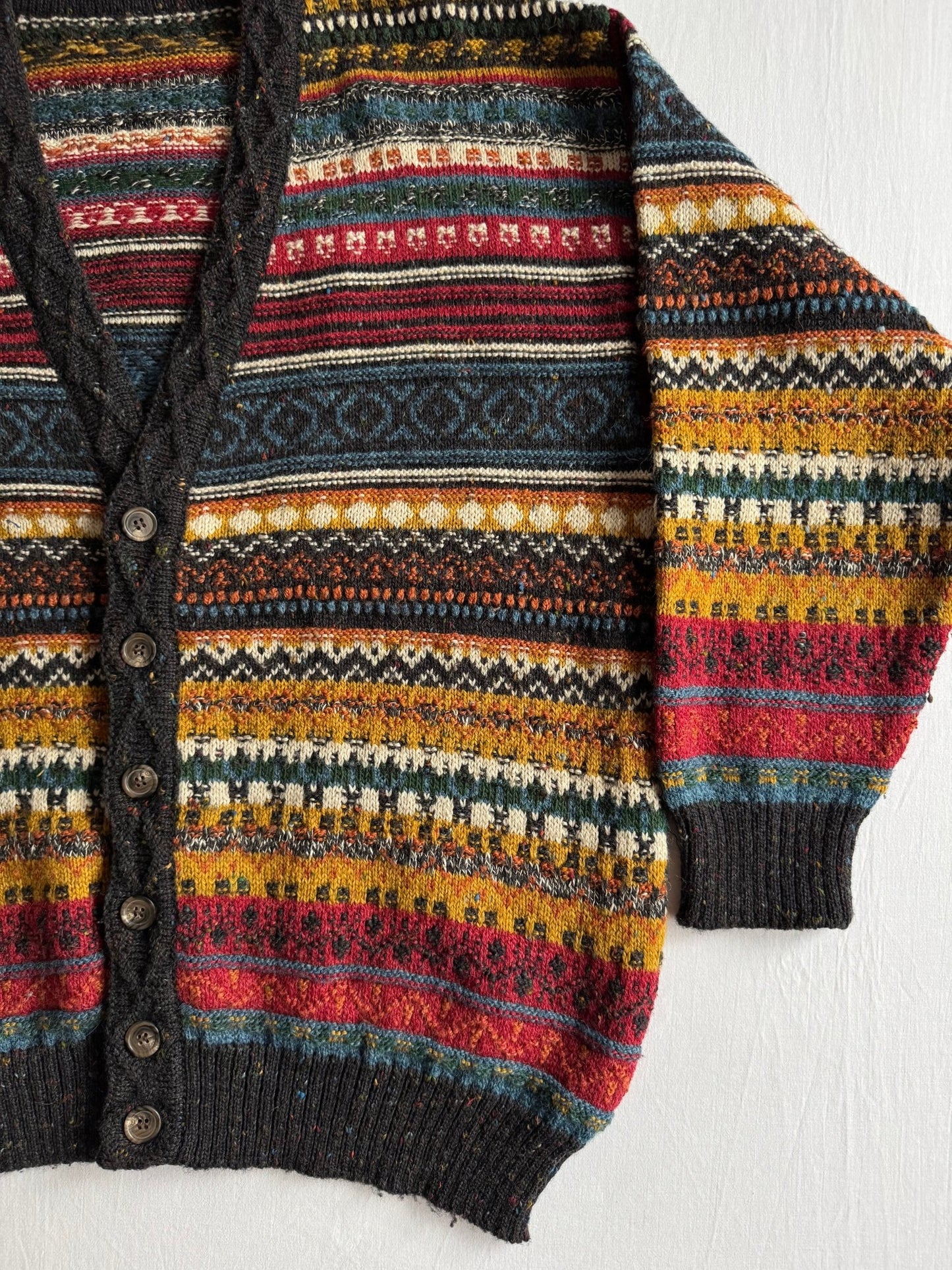 🧶 Cardigan Vintage Bărbați cu Model Etnic din Lână – L (50) - anbracaminte