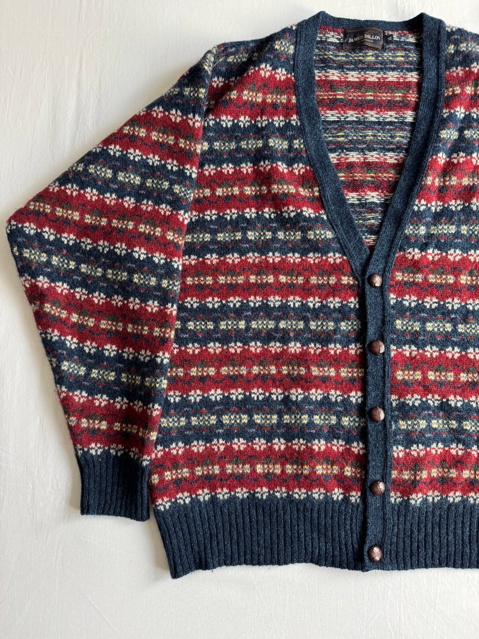 🧶 Cardigan Vintage Bărbați cu Model Etnic din Lână Virgină – XL - anbracaminte