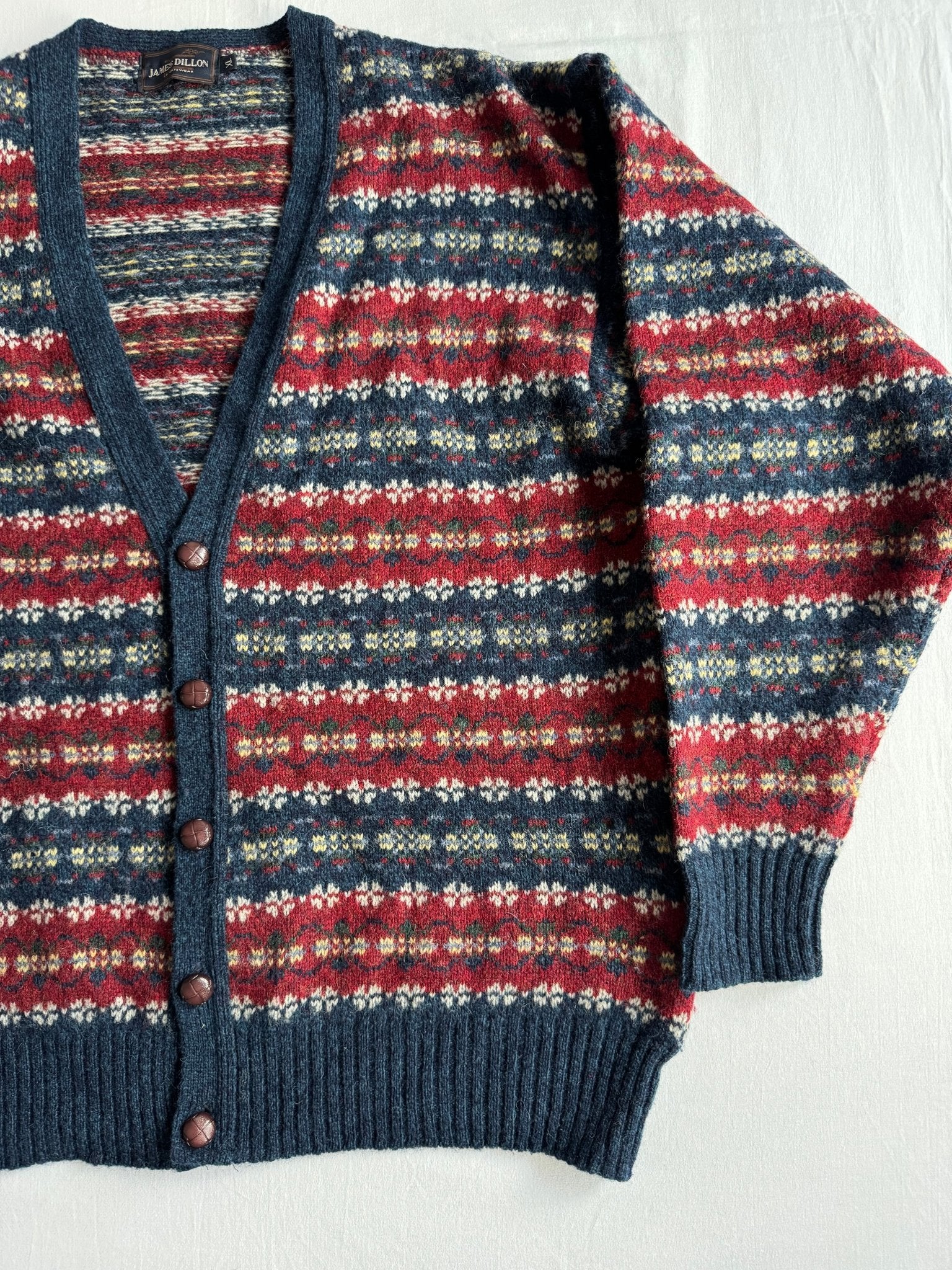 🧶 Cardigan Vintage Bărbați cu Model Etnic din Lână Virgină – XL - anbracaminte