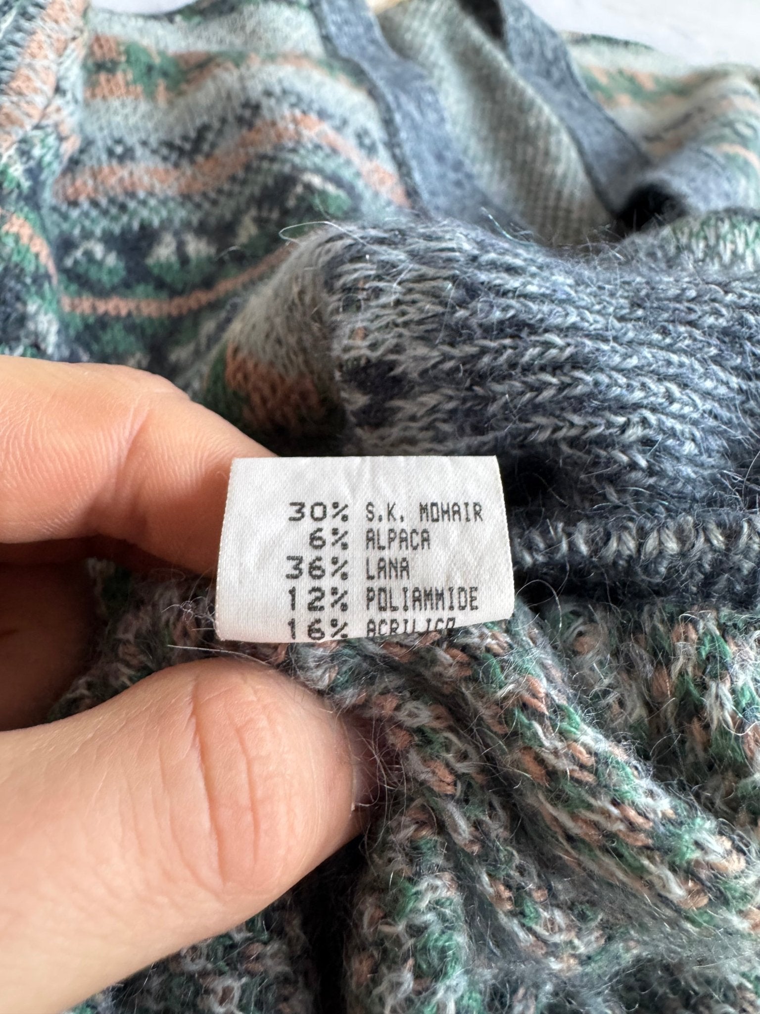 🧶 Cardigan Vintage Bărbați cu Model Etnic din Super Kid Mohair, Lână și Alpaca – 52 (XL) - anbracaminte