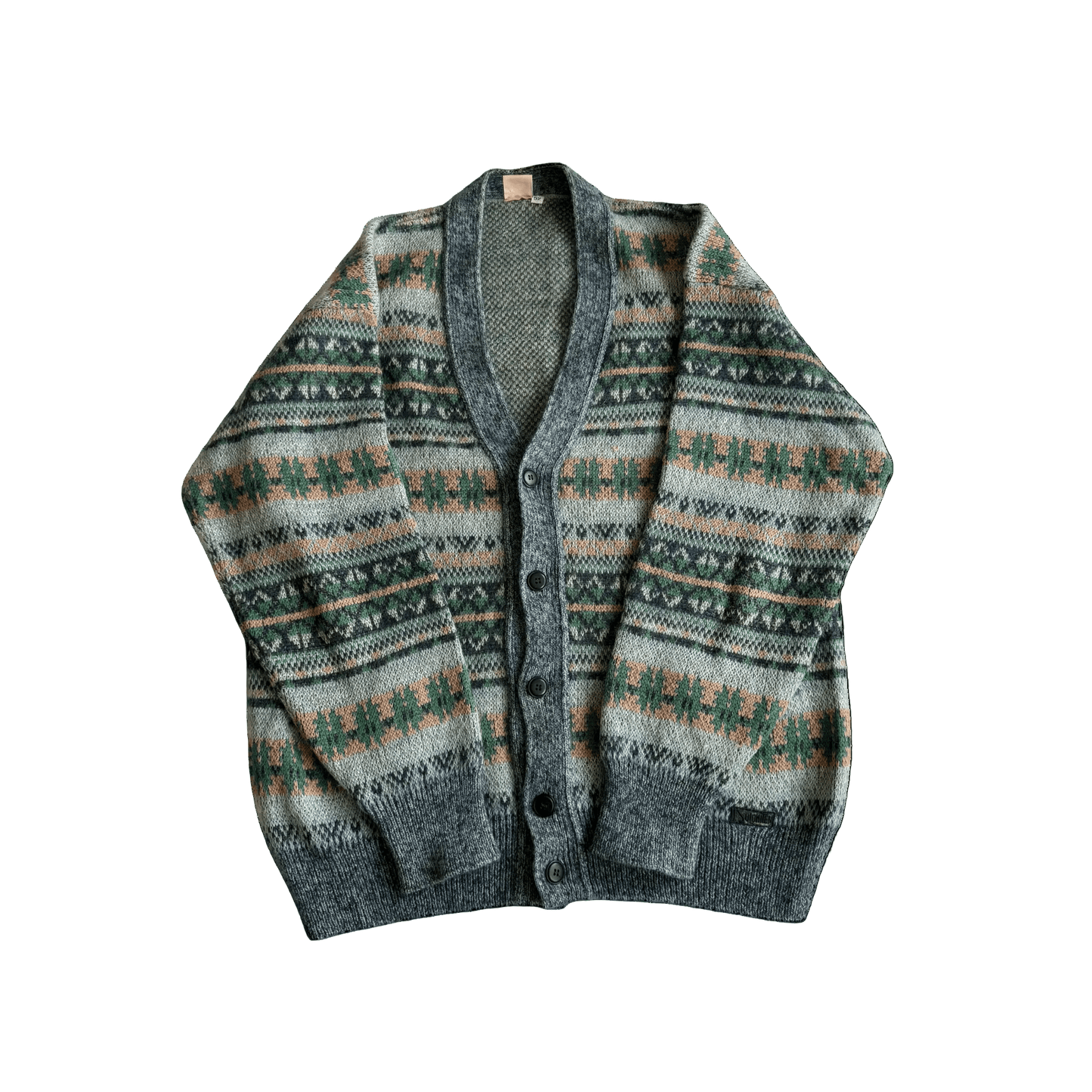 🧶 Cardigan Vintage Bărbați cu Model Etnic din Super Kid Mohair, Lână și Alpaca – 52 (XL) - anbracaminte