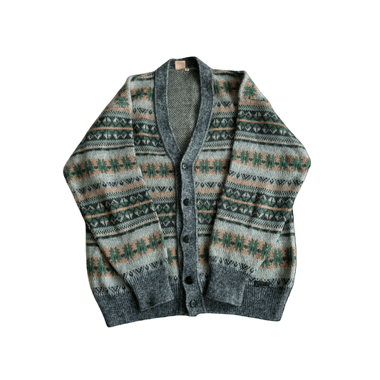 🧶 Cardigan Vintage Bărbați cu Model Etnic din Super Kid Mohair, Lână și Alpaca – 52 (XL) - anbracaminte