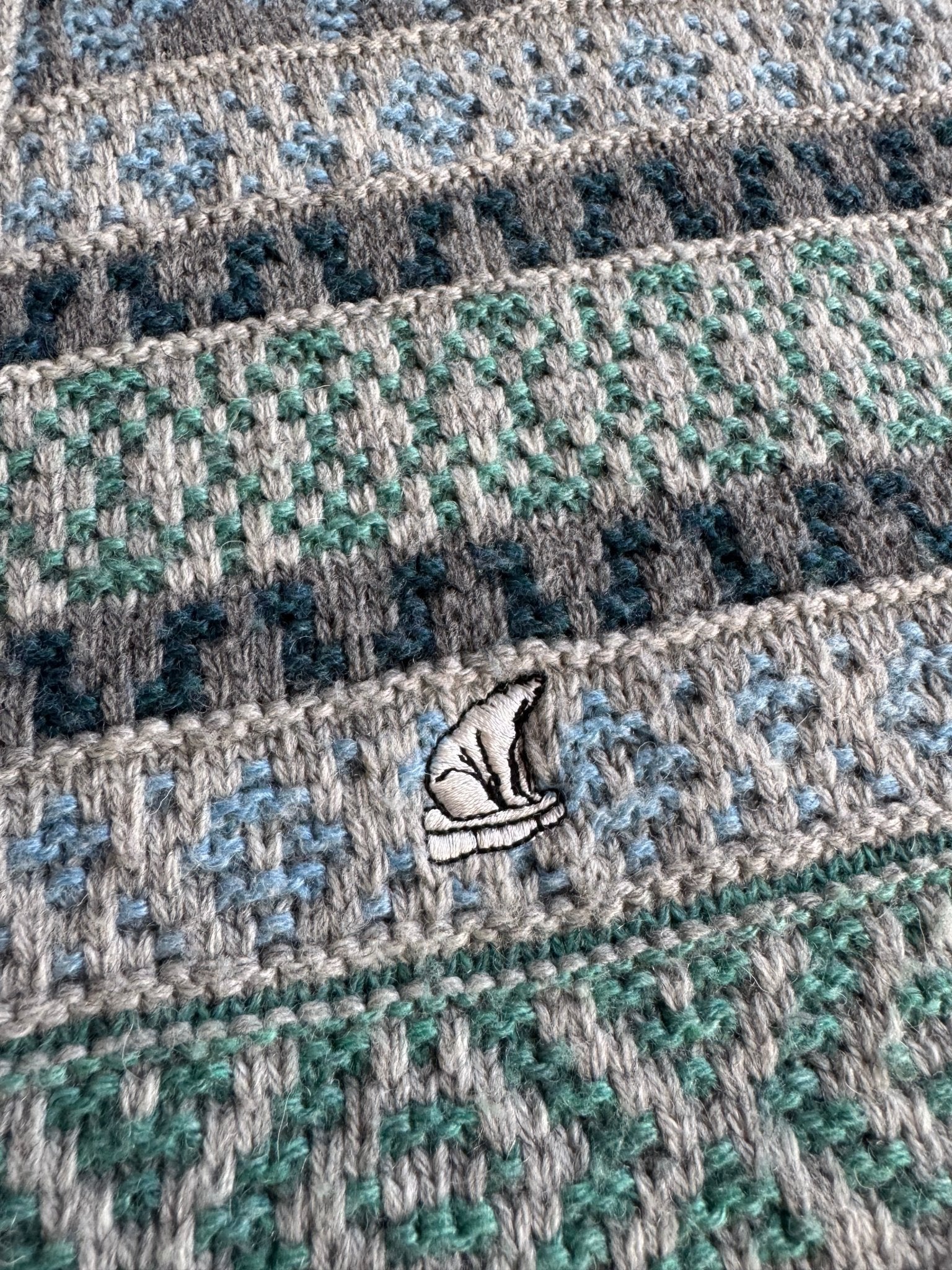 🧶 Cardigan Vintage Bărbați cu Model Etnic și Broderie Urs Polar – L - anbracaminte