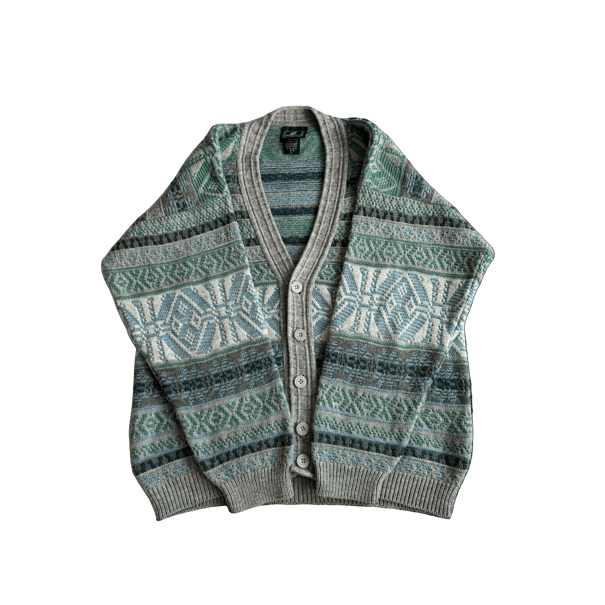🧶 Cardigan Vintage Bărbați cu Model Etnic și Broderie Urs Polar – L - anbracaminte