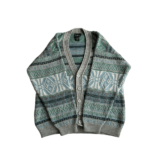 🧶 Cardigan Vintage Bărbați cu Model Etnic și Broderie Urs Polar – L - anbracaminte