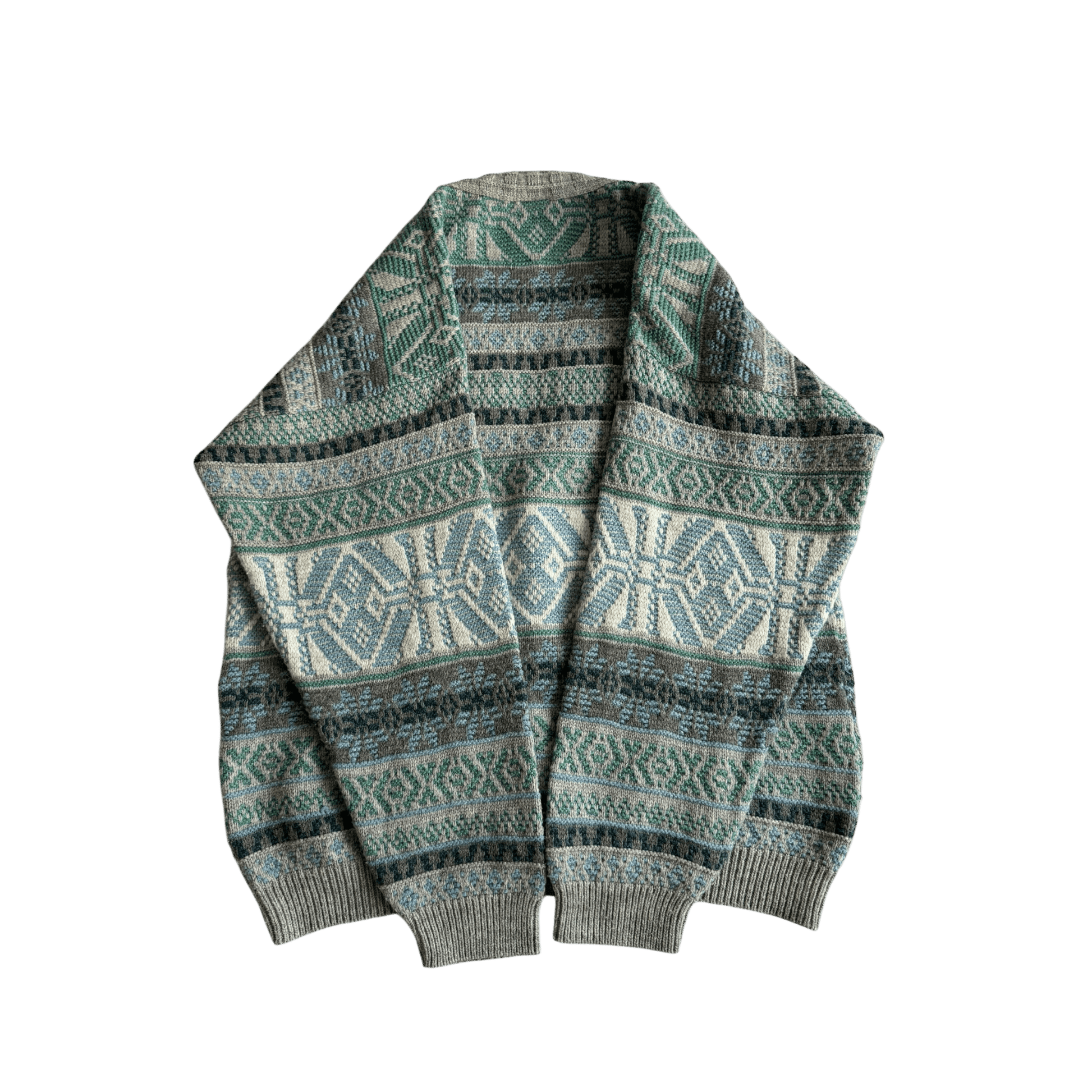 🧶 Cardigan Vintage Bărbați cu Model Etnic și Broderie Urs Polar – L - anbracaminte
