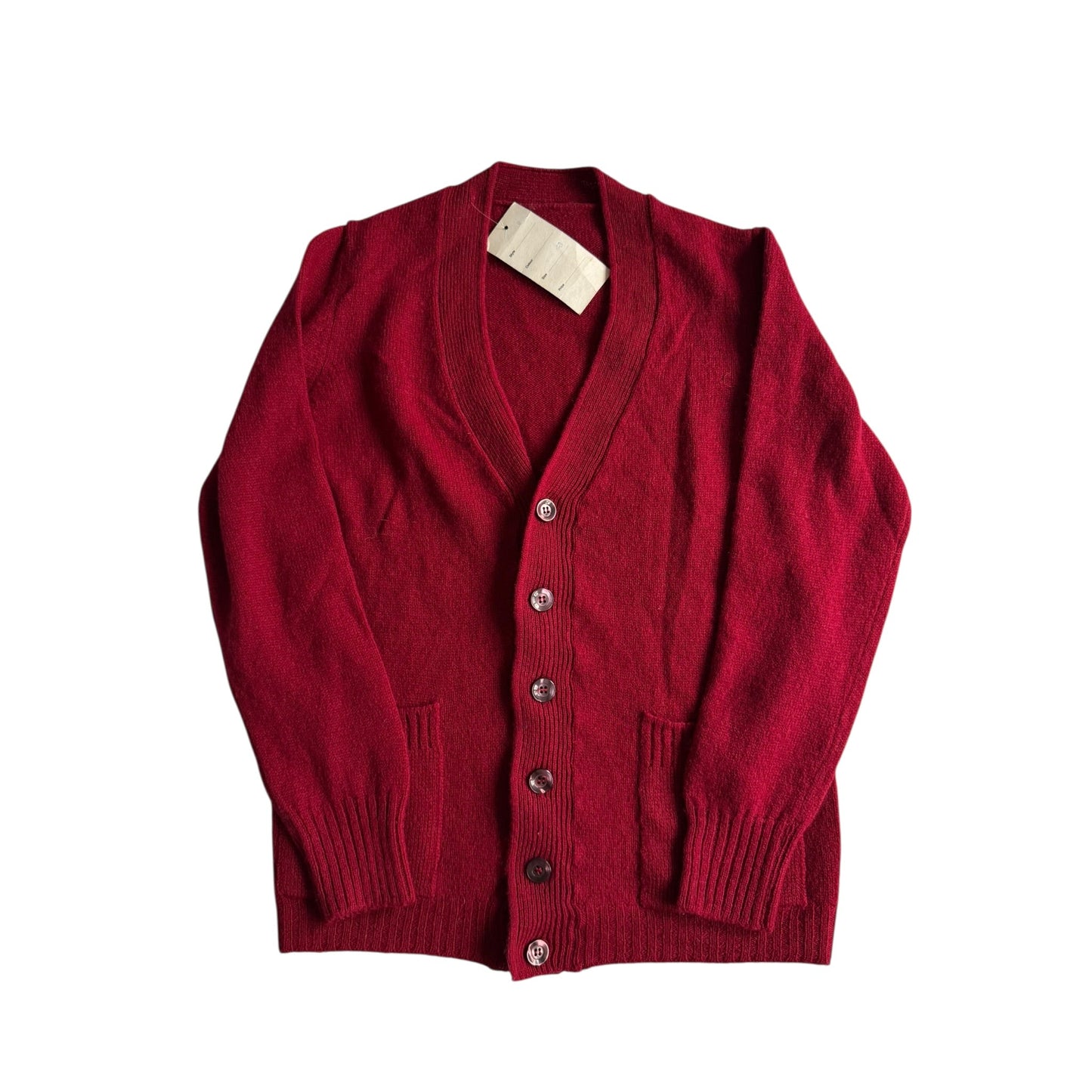 🍷 Cardigan Vintage Bărbați Deadstock Anii ’70 – Burgundy – 48 (S) - anbracaminte