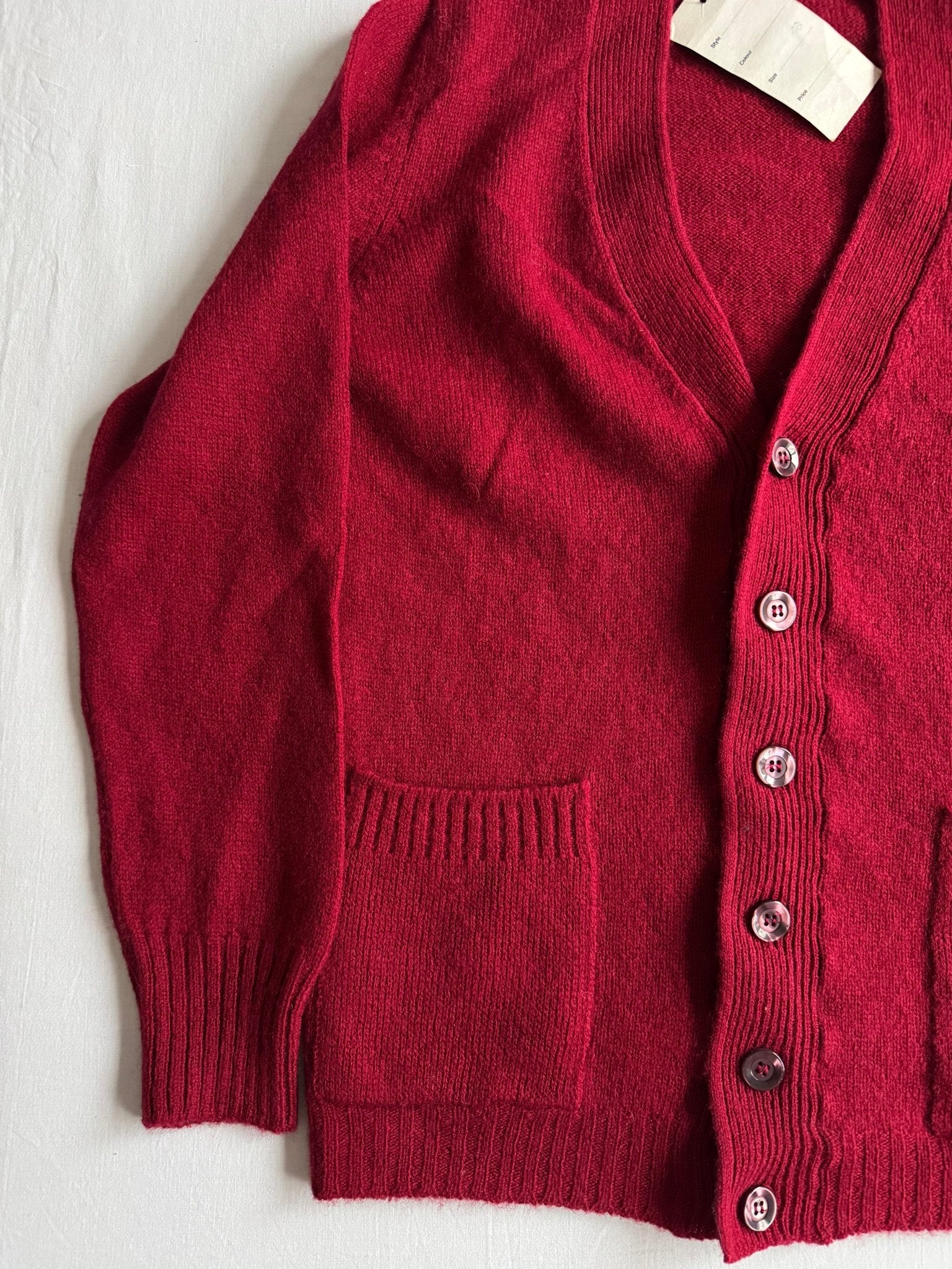 🍷 Cardigan Vintage Bărbați Deadstock Anii ’70 – Burgundy – 48 (S) - anbracaminte