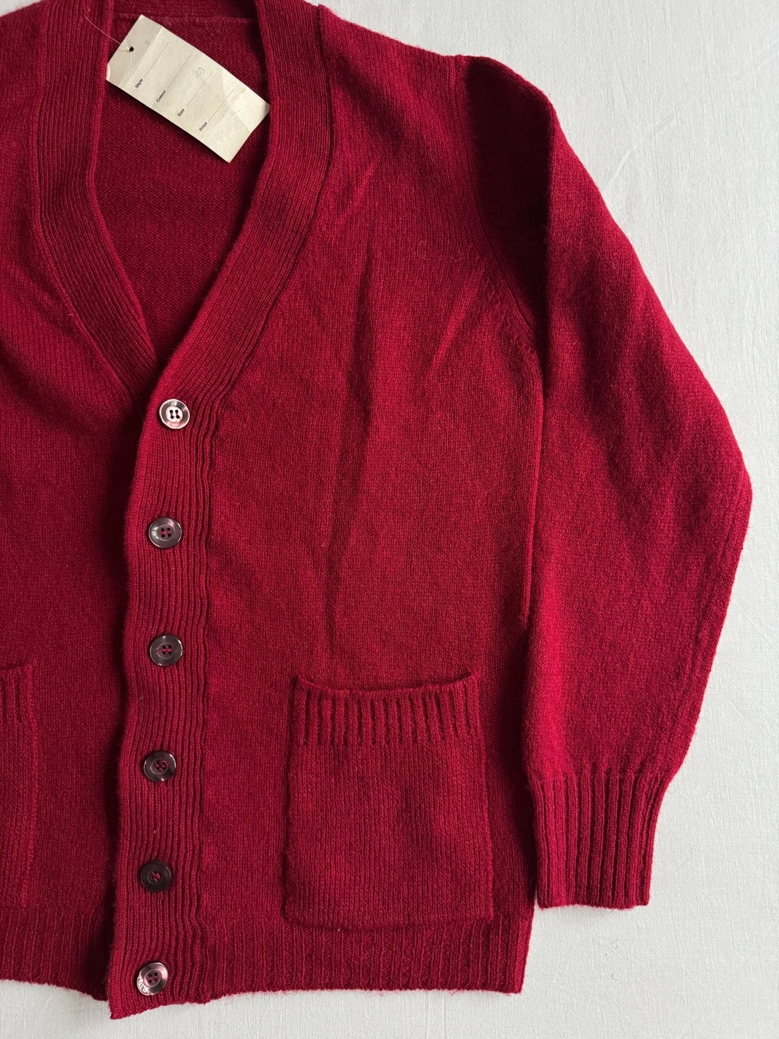 🍷 Cardigan Vintage Bărbați Deadstock Anii ’70 – Burgundy – 48 (S) - anbracaminte
