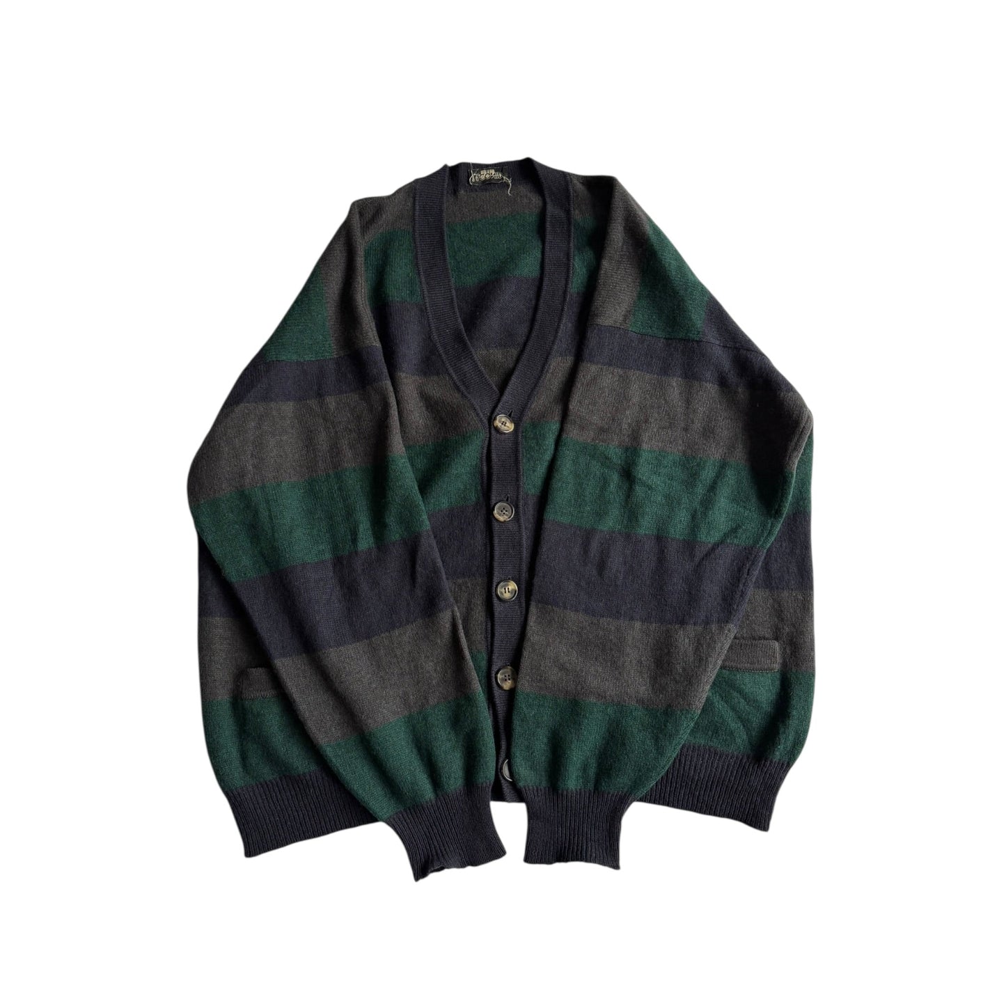 🧶 Cardigan Vintage Bărbați Dungi din Lână și Yak – XL - anbracaminte
