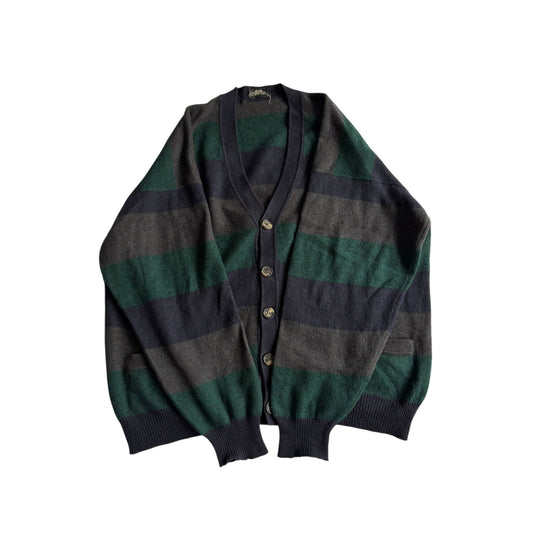 🧶 Cardigan Vintage Bărbați Dungi din Lână și Yak – XL - anbracaminte