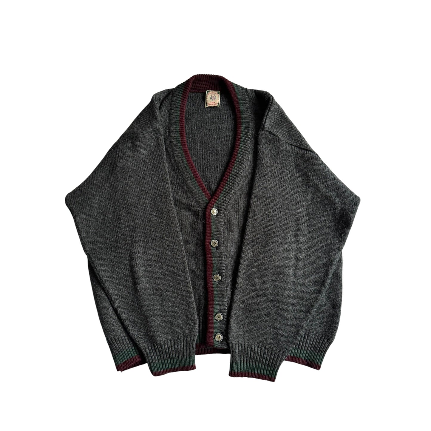 🧶 Cardigan Vintage Bărbați Gri Cable Knit – M - anbracaminte