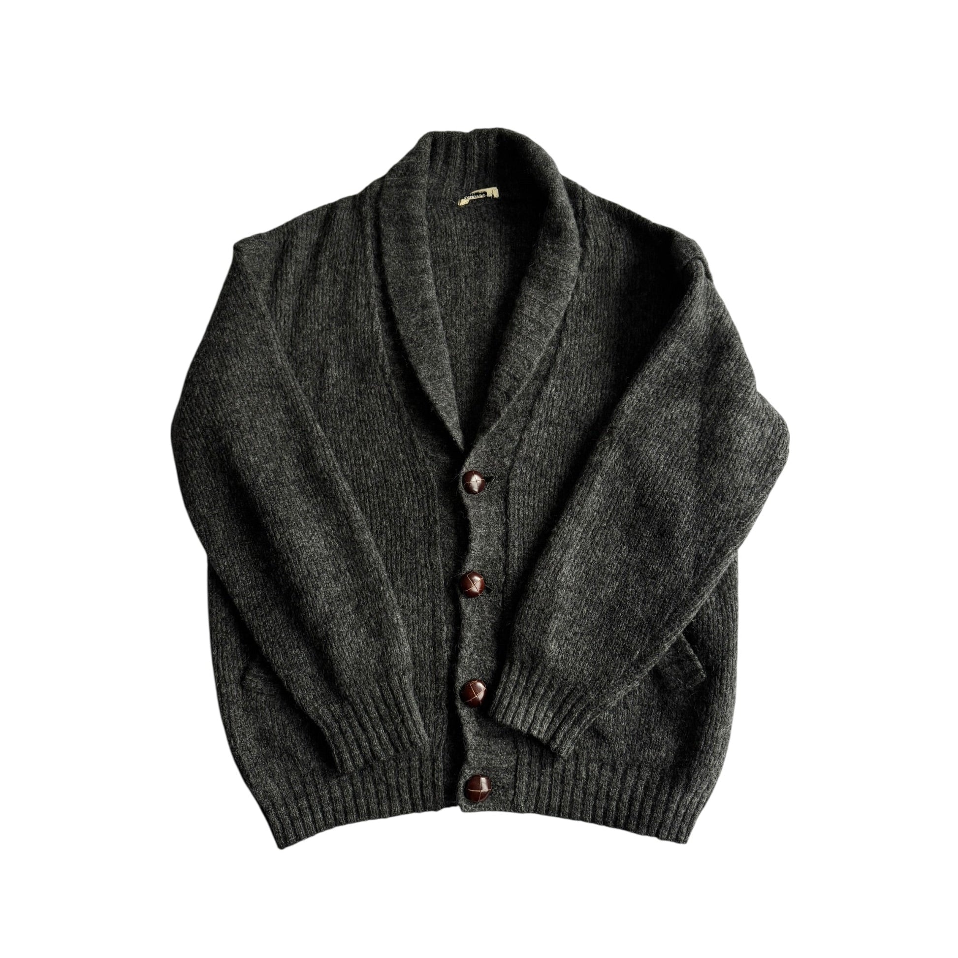 🧶 Cardigan Vintage Bărbați Gri Închis din Mohair și Lână – L - anbracaminte