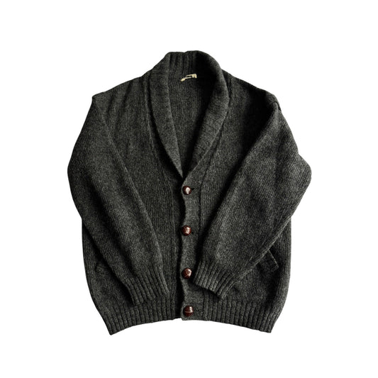 🧶 Cardigan Vintage Bărbați Gri Închis din Mohair și Lână – L - anbracaminte