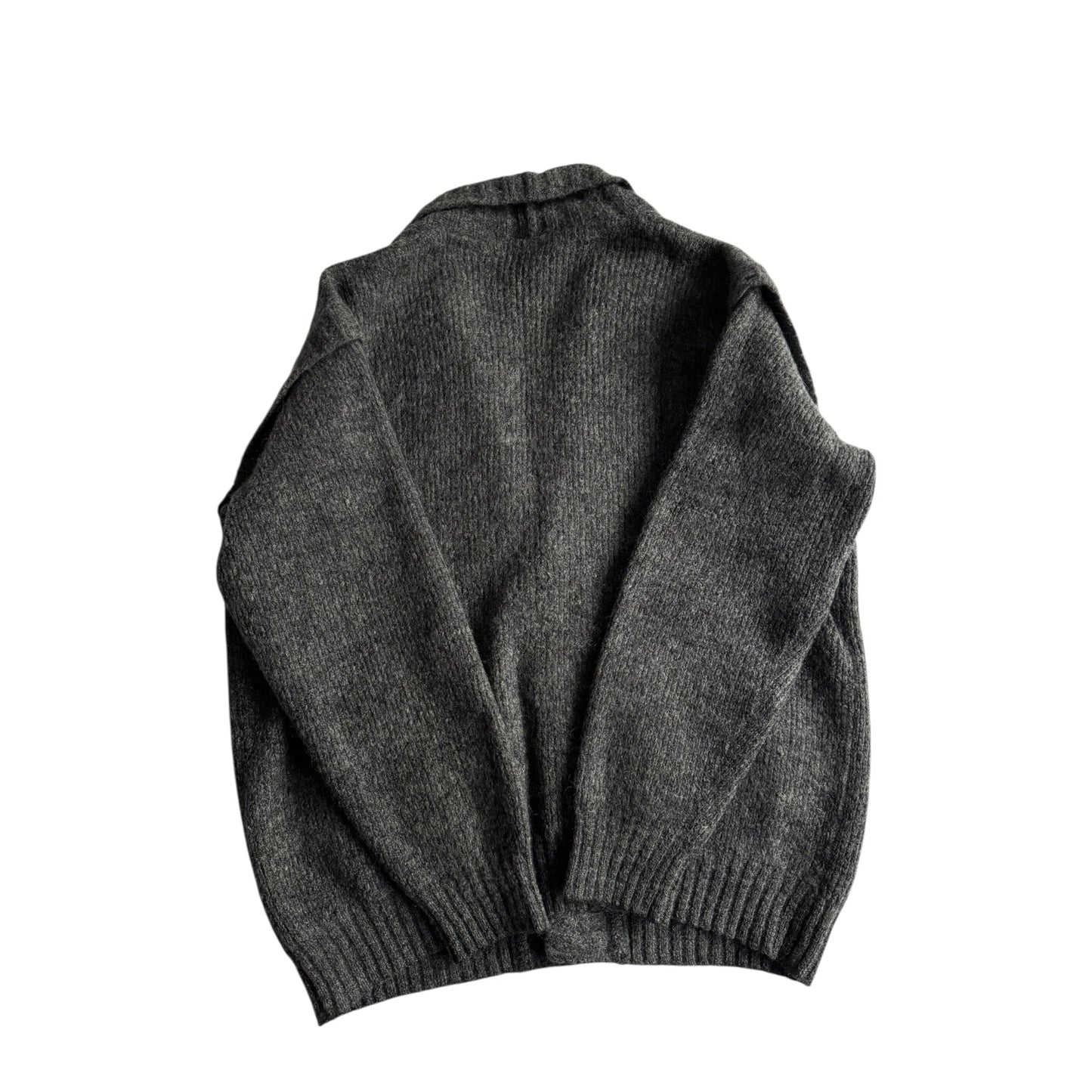 🧶 Cardigan Vintage Bărbați Gri Închis din Mohair și Lână – L - anbracaminte