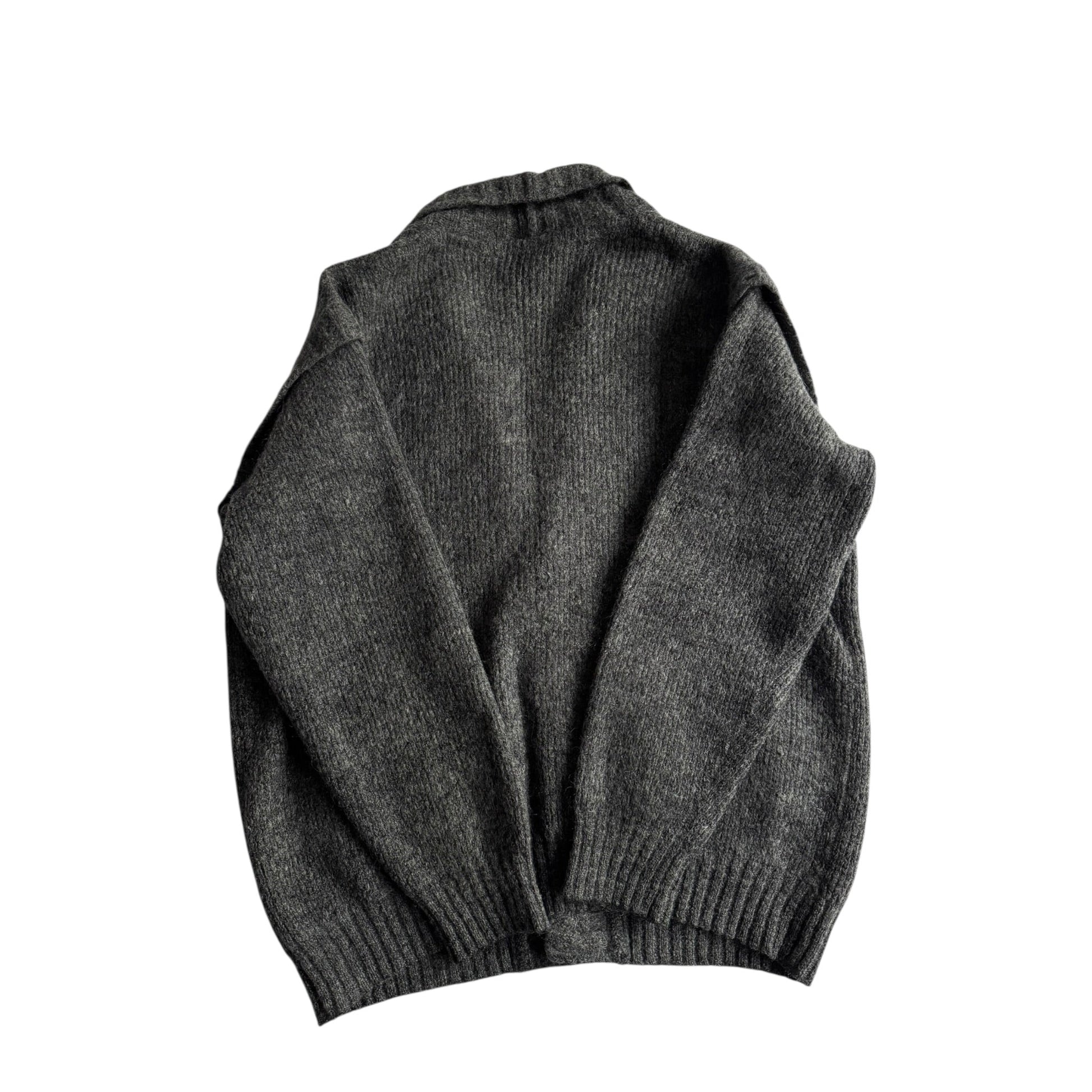 🧶 Cardigan Vintage Bărbați Gri Închis din Mohair și Lână – L - anbracaminte