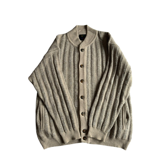 🧶 Cardigan Vintage Bărbați Gri Ribbed – 52 (XL) - anbracaminte