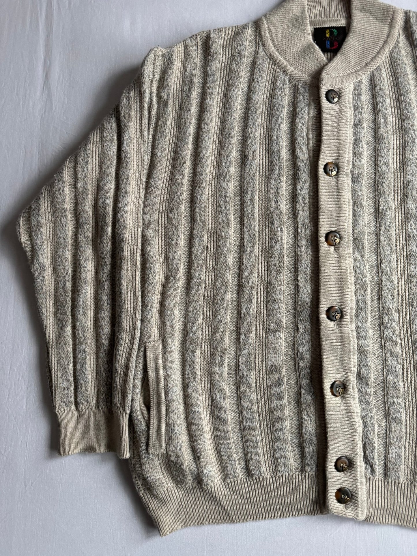🧶 Cardigan Vintage Bărbați Gri Ribbed – 52 (XL) - anbracaminte